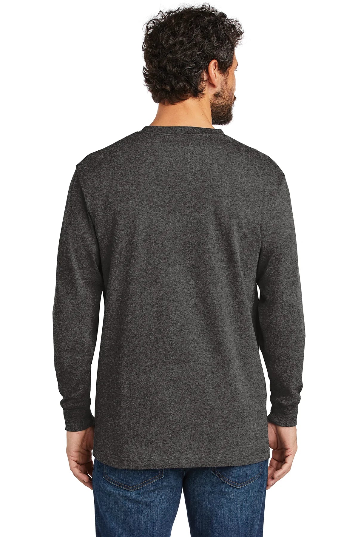 Carhartt Workwear Pocket Long Sleeve Custom T-Shirt for Men - Carbon Heather - Durable Work Shirt for Construction, Farming & Outdoor Activities