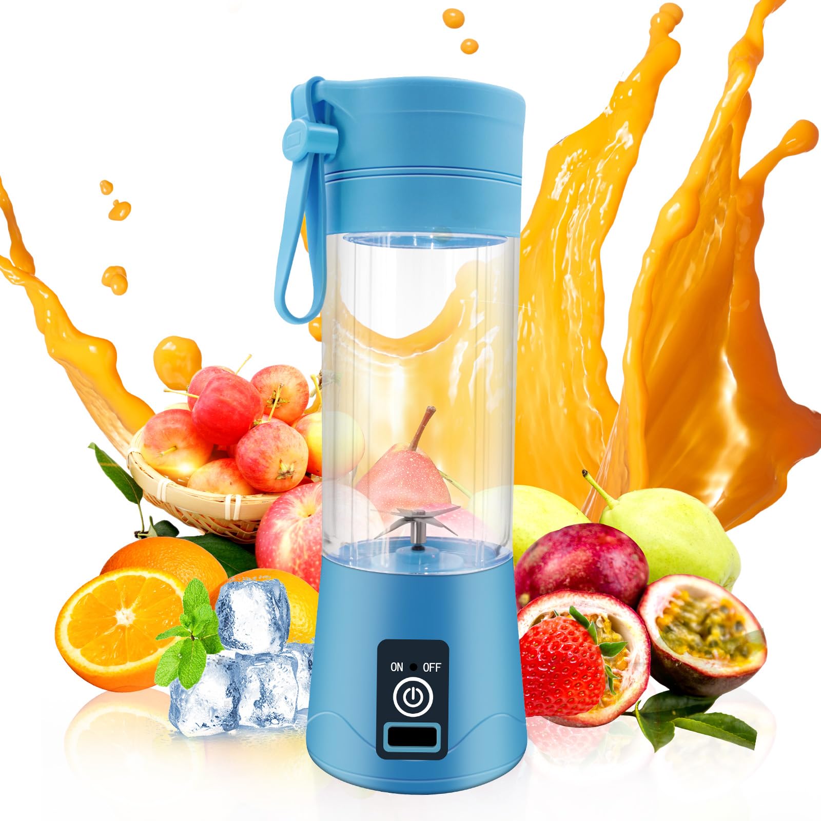 Portable USB Rechargeable Personal Blender for Smoothies, Shakes & Juices - 380ML Mini Blender for Fruits, Vegetables & Protein Drinks - Perfect for Home, Office, Gym & Travel Use