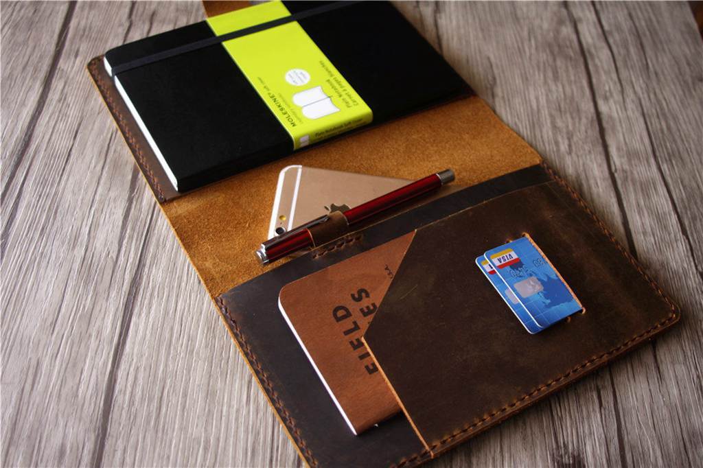 Personalized Brown Leather A5 Refillable Notebook Cover Holder - Custom Name Journal Organizer for Office, Travel & Gift Giving