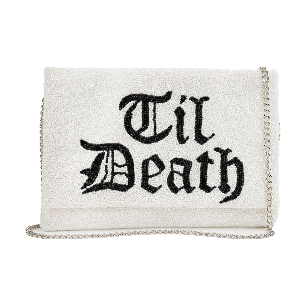 TIL DEATH Beaded Clutch Purse - Elegant Wedding Clutch for Bride, Bachelorette Party & Bridal Shower | Perfect Engagement Gift for Women | Ideal for Evening Events, Date Nights & Special Occasions