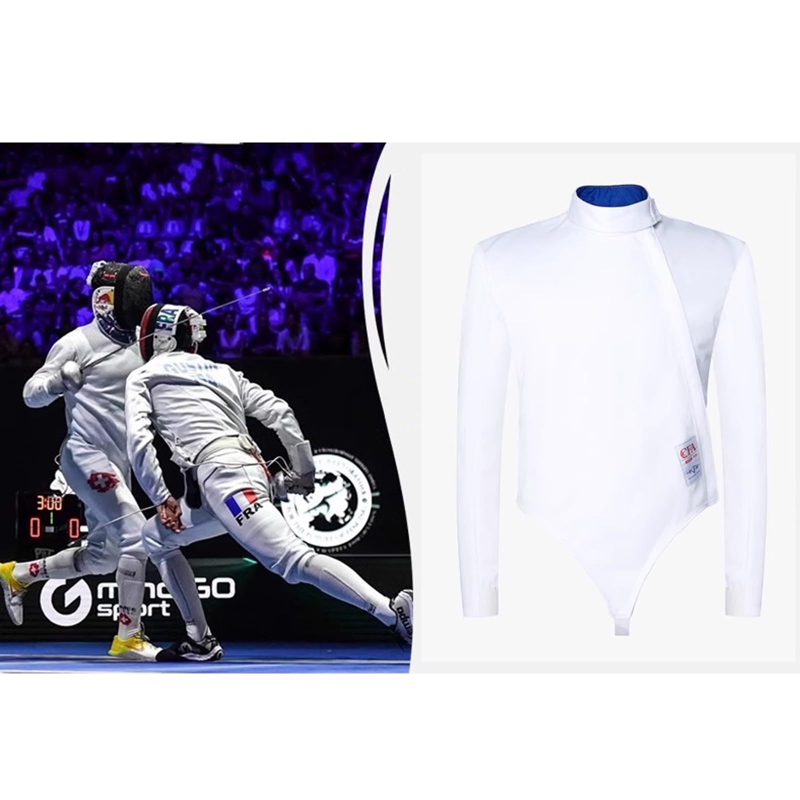 350N Fencing Jackets for Foil, Epee & Saber - Professional Fencing Equipment for Kids & Adults (Right Hand, Size 40) - Ideal for Training, Competitions & Club Practice