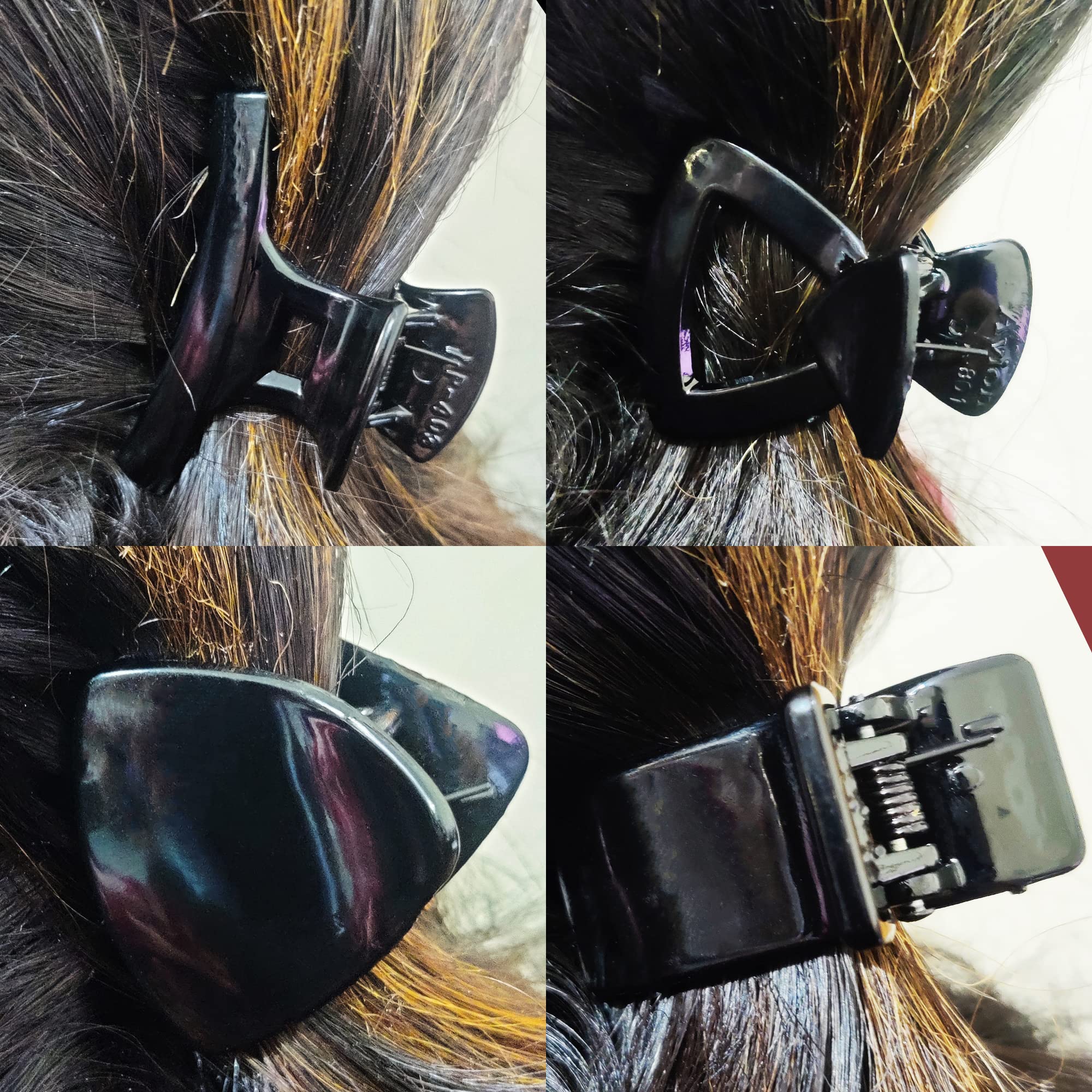 NSB Herbals Black Plastic Hair Claw Clips for Women & Girls - Medium Size Trendy Hair Accessories (4-Pack) - Perfect for School, Work, Parties & Everyday Styling