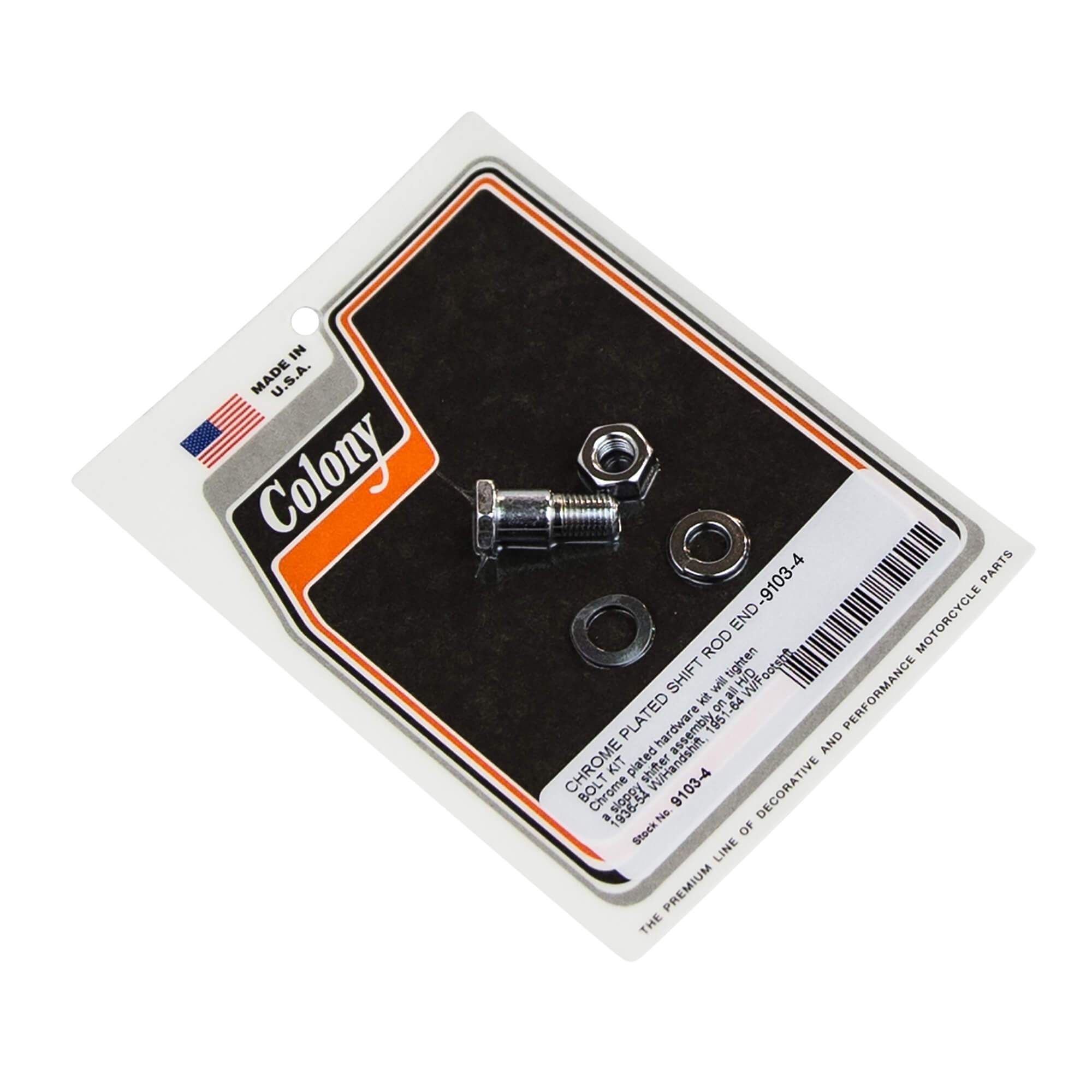 1936-1964 Harley Davidson Shift Rod End Bolt Kit - Chrome Plated Replacement for Handshift & Foot Shift Models (9103-4) - Perfect for Vintage Motorcycle Restoration & Maintenance
