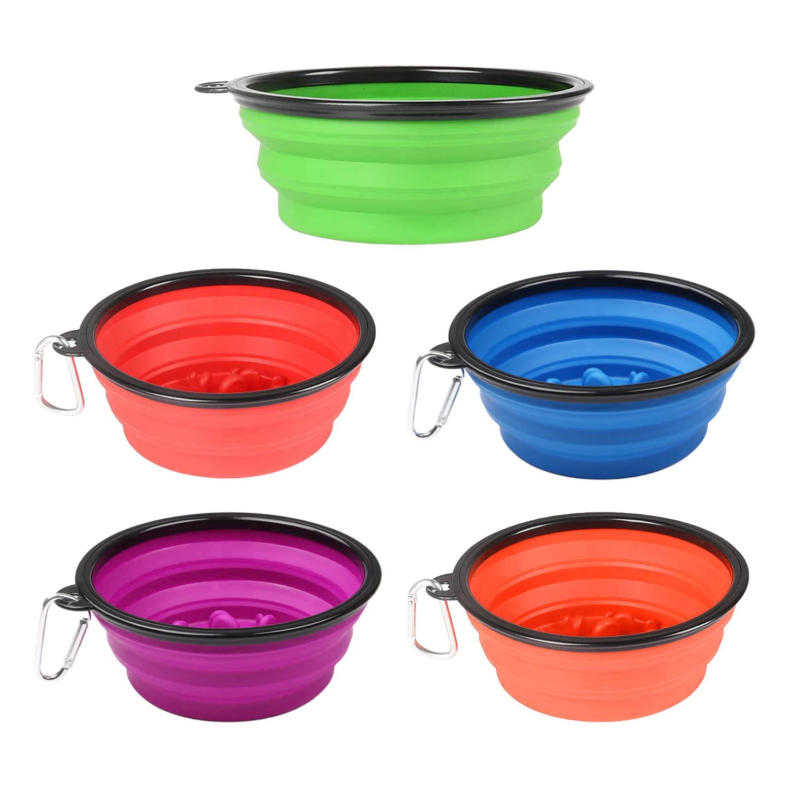 SECRET DESIRE Slow Feeder Dog Bowl - Collapsible Pet Food & Water Dish for Cats & Dogs - Non-Slip Design for Messy Eaters - Perfect for Travel, Camping & Home Use (Blue)
