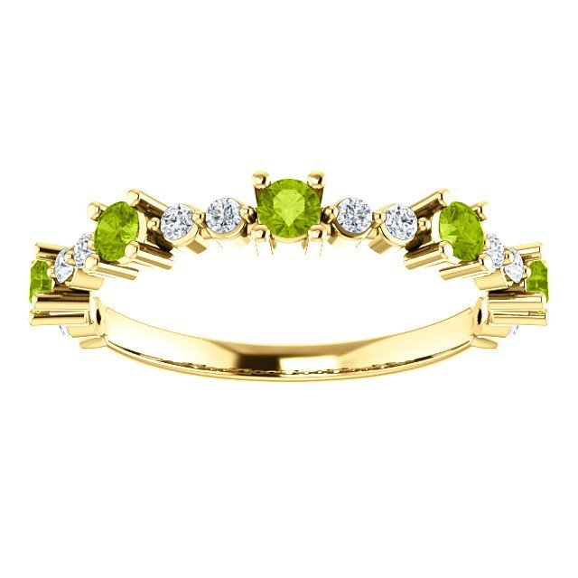 14KT Gold 0.45 CTW Peridot & 0.20 CTW Diamond Accent Stackable Ring - Elegant Wedding Band, Anniversary Gift for Her, Everyday Jewelry for Women