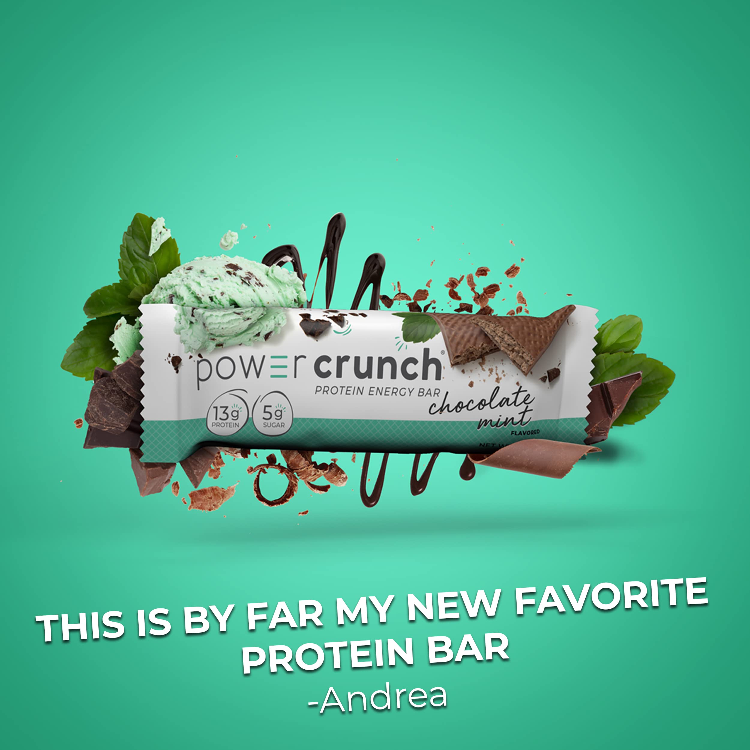 Power Crunch Protein Wafer Bars - 12 Pack of 1.4oz High Protein Snacks | Chocolate Mint Flavor | Keto Friendly, Low Carb Energy Bars for Gym, Hiking & On-the-Go Nutrition