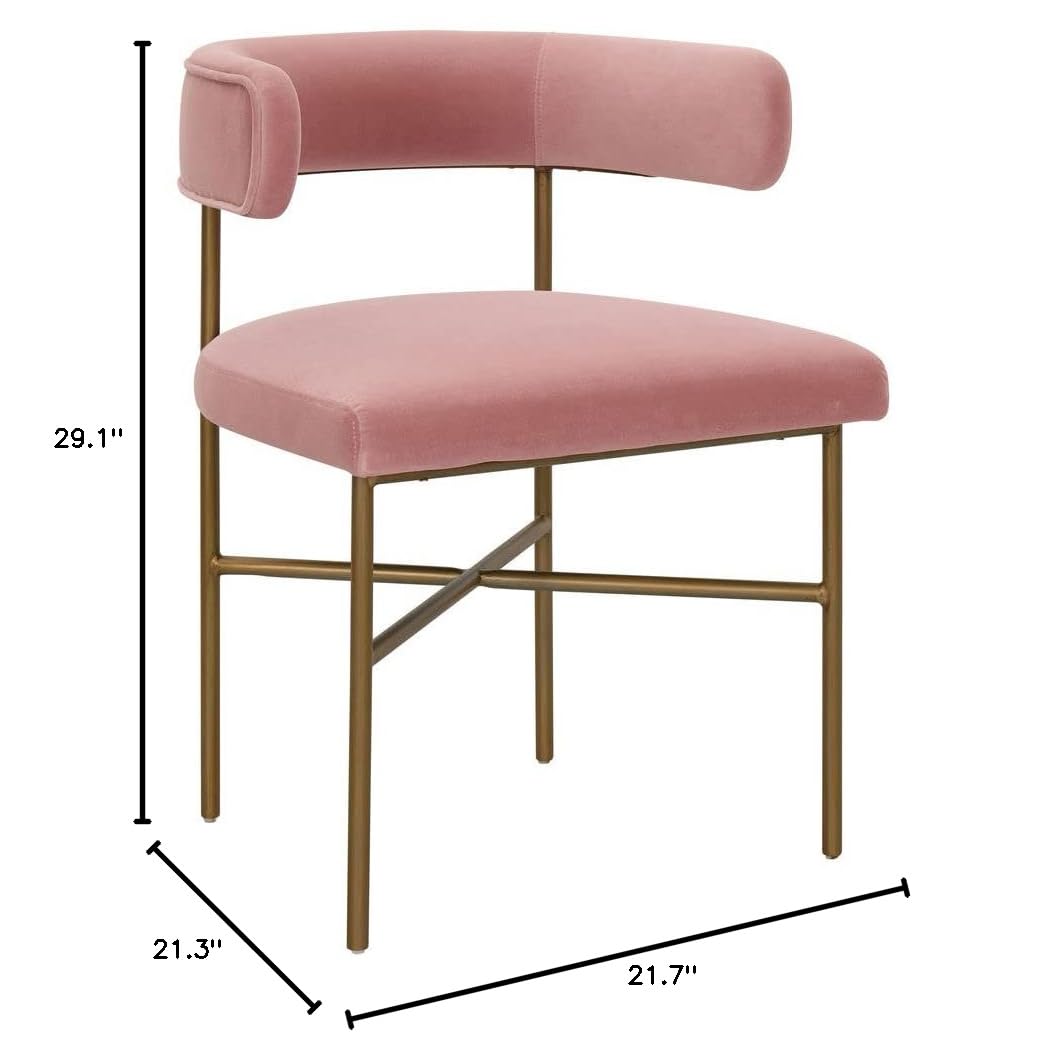 Tov Furniture Kim Performance Velvet Chair - Blush Pink Upholstered Accent Chair for Living Room, Bedroom & Office - Soft Velvet Fabric with Sturdy Wooden Legs - Modern Comfortable Seating for Home Decor