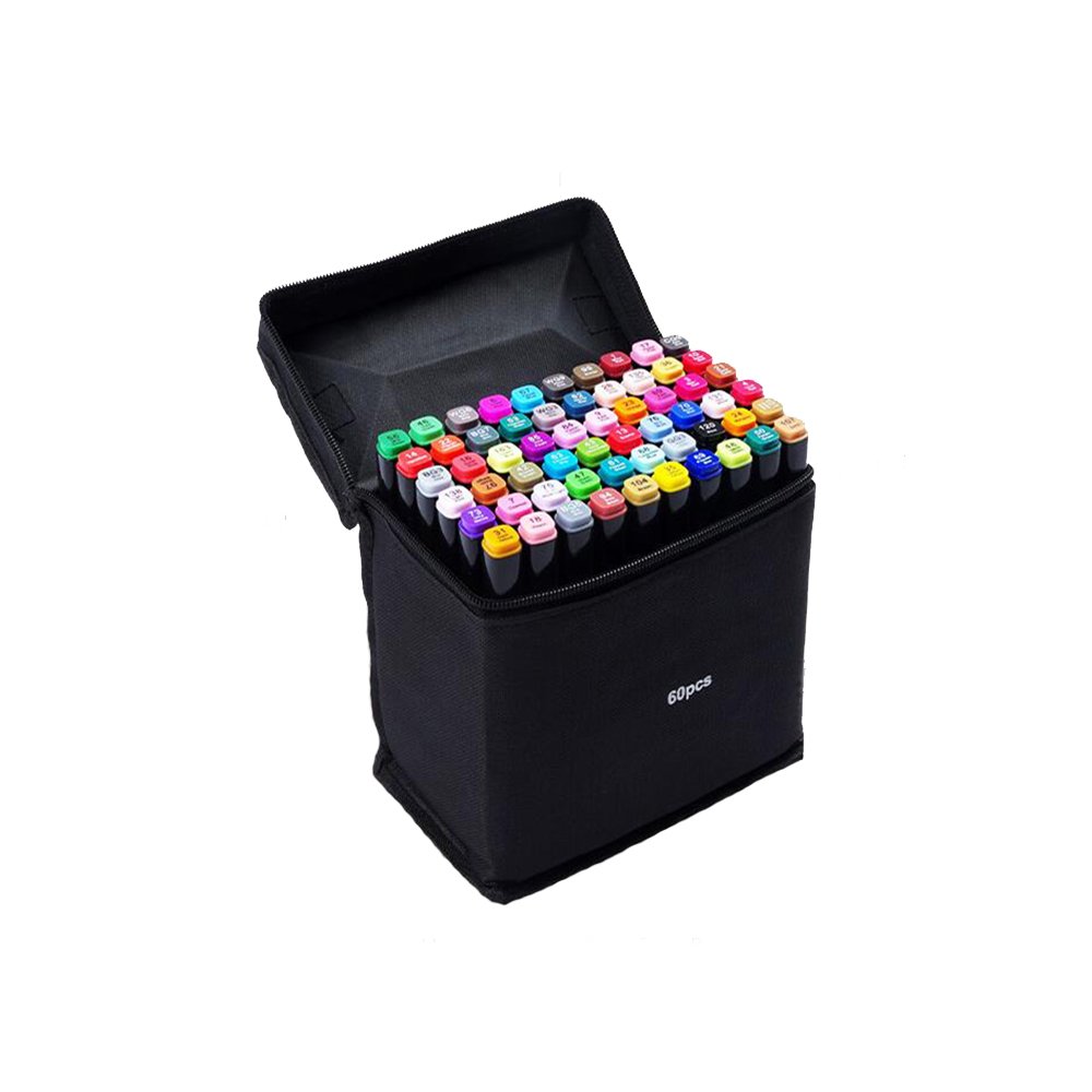 **JIAN YA NA 36/48/60/80 Colors Dual-Tip Art Markers Set - Alcohol-Based Sketch Pens for Manga, Animation & Illustration - Ideal for Artists, Students & Professionals (60 Colors)**