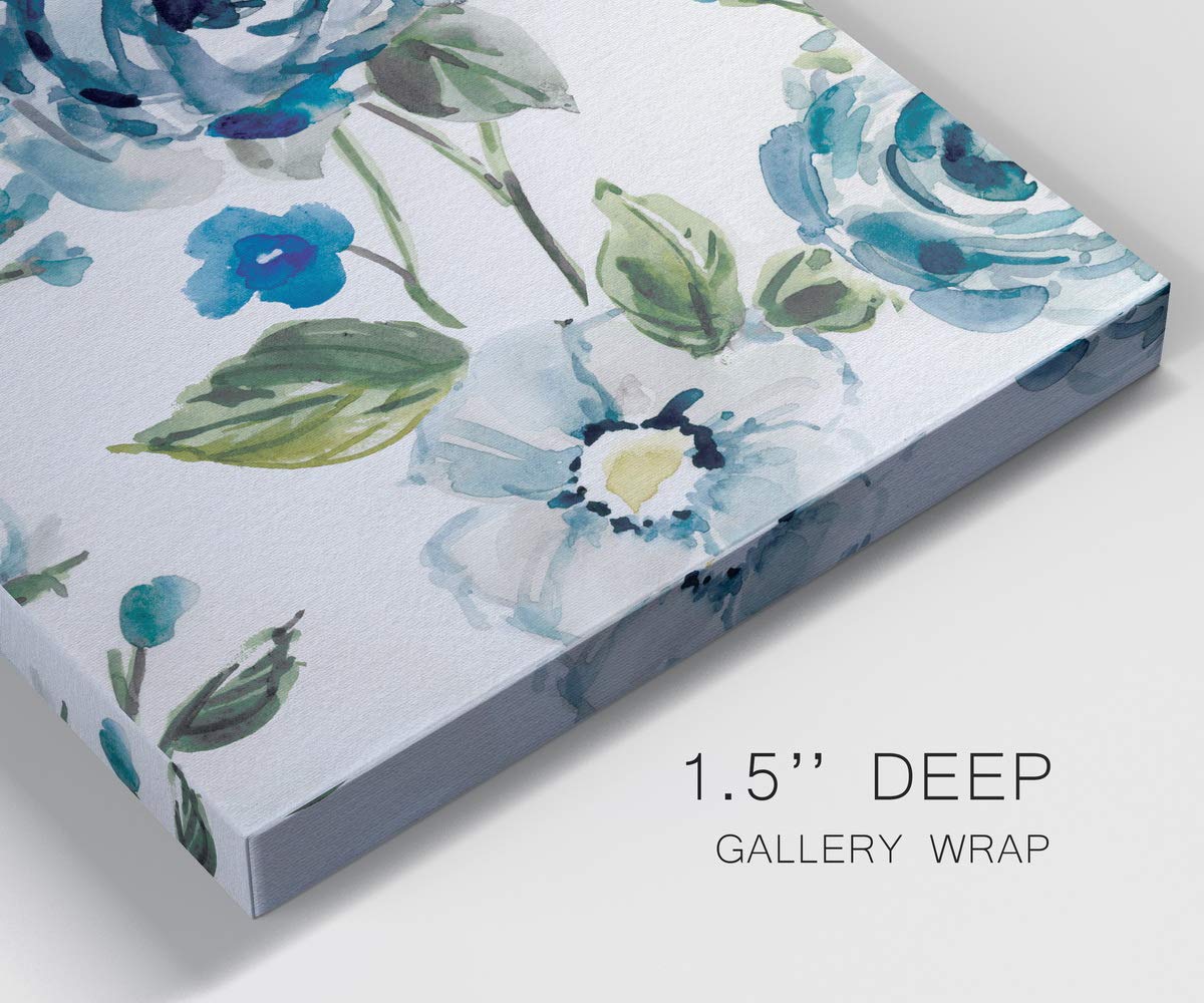 Blue and White Floral Canvas Wall Art - Abstract Flower Prints Modern Home Decor for Bedroom, Living Room, Office - 20x40 Inch Gallery Wrapped Painting | Perfect for Farmhouse, Boho & Contemporary Interior Design