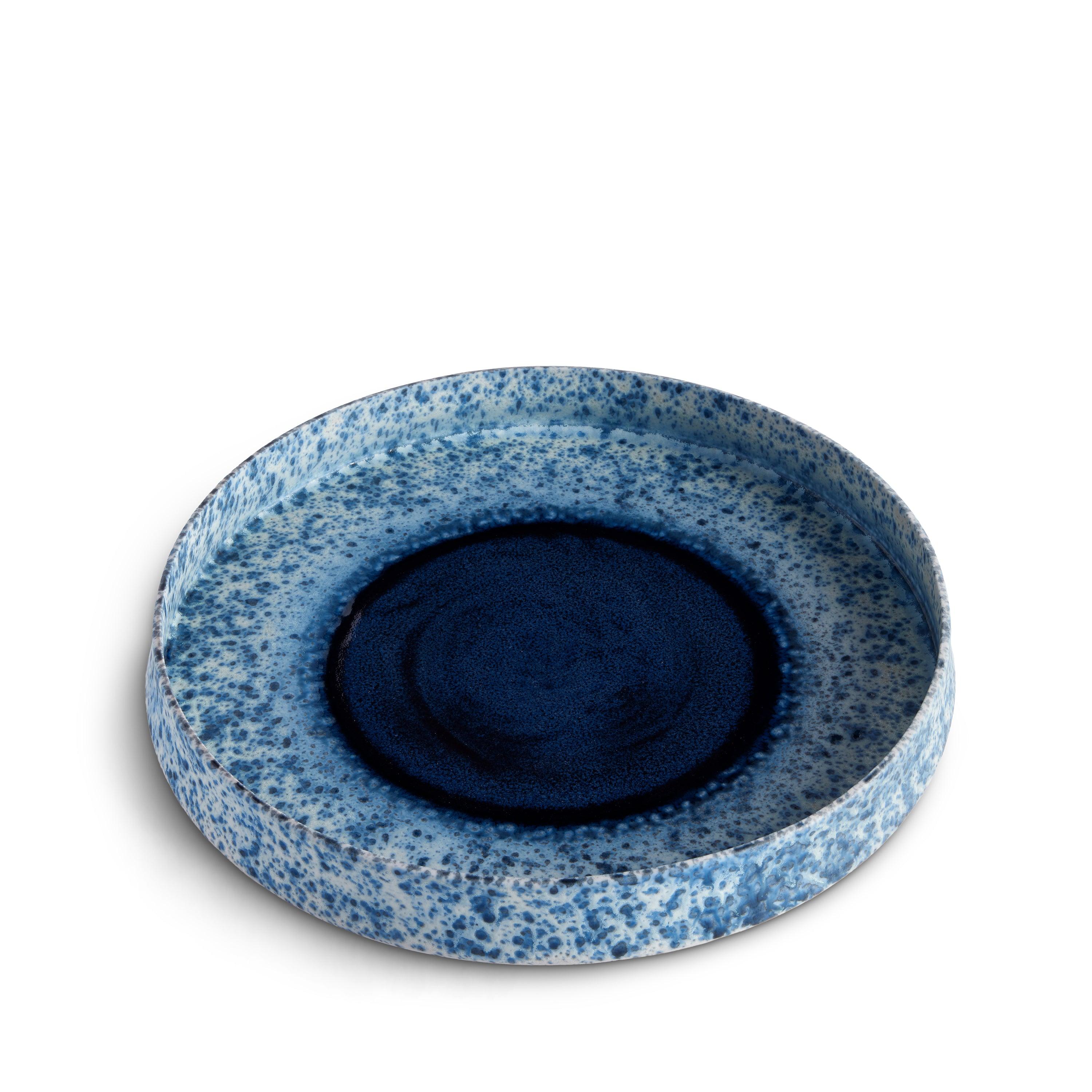 Terra Round Platter - Medium Size Indigo Ceramic Serving Dish for Dining, Entertaining & Home Decor