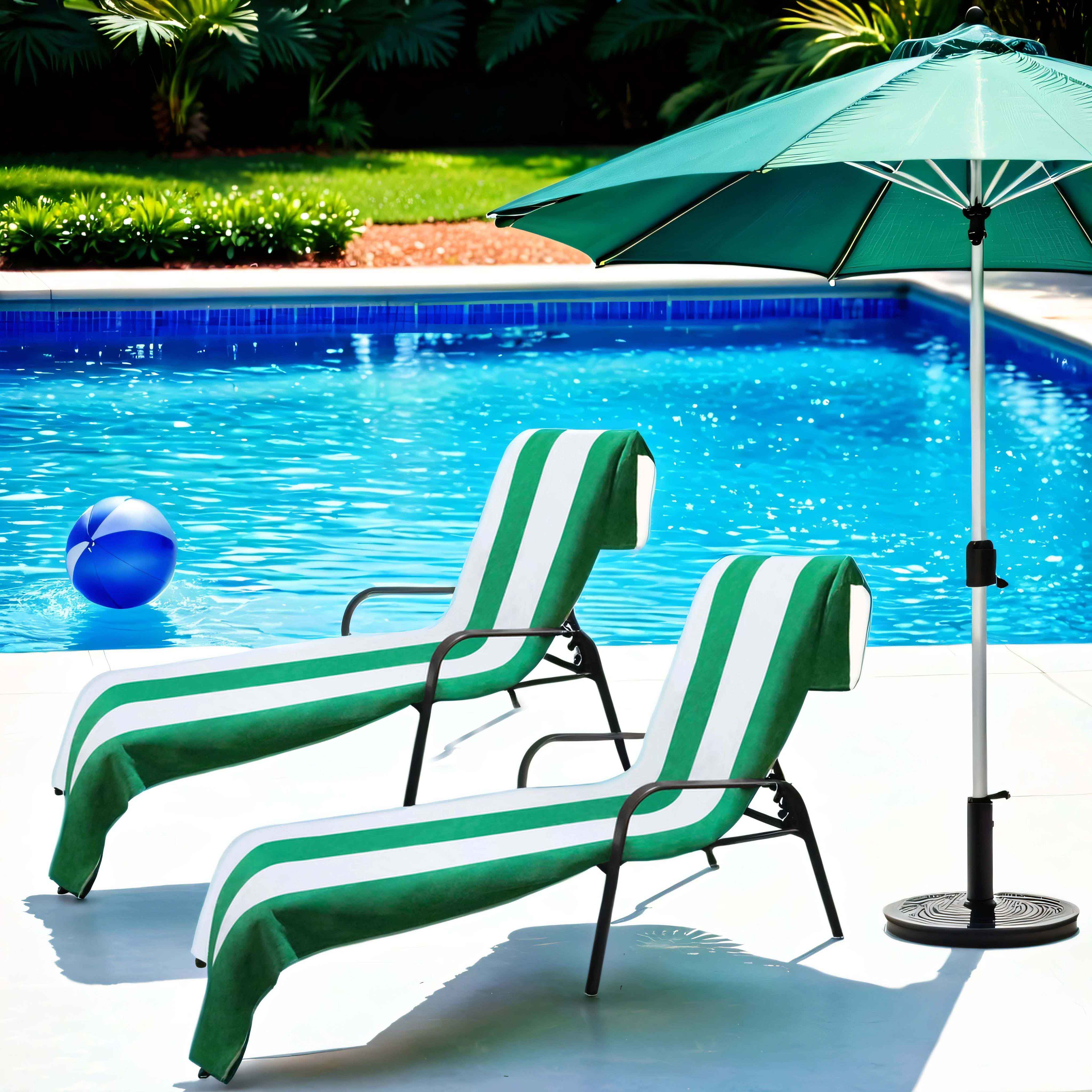Premium Cabana Striped Cotton Beach Towel & Chaise Lounge Cover - Soft, Absorbent, UV Protection - Perfect for Poolside, Beach Vacations & Outdoor Relaxation