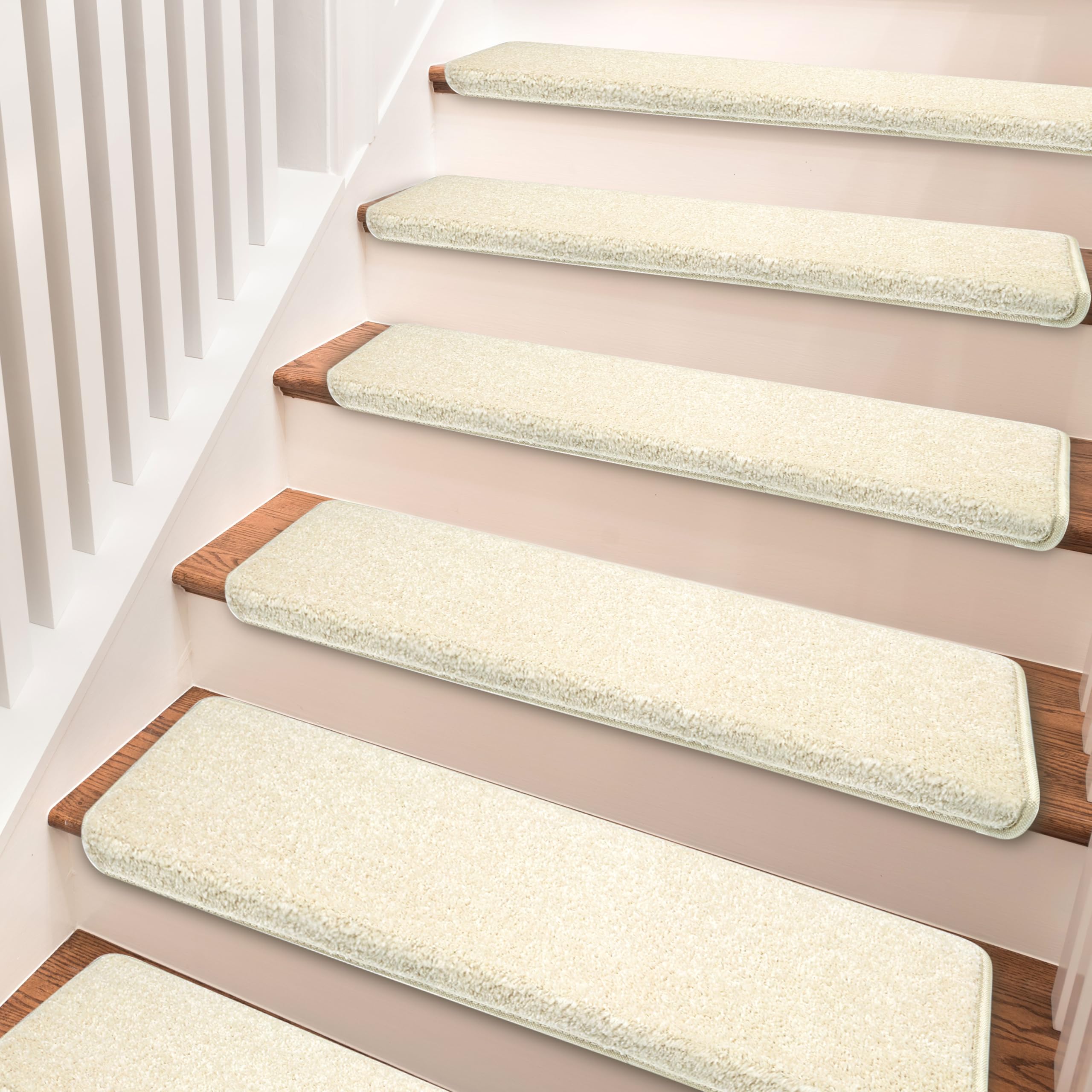 PURE ERA Bullnose Carpet Stair Treads Set - 14-Piece Non-Slip Stair Protectors (9.5