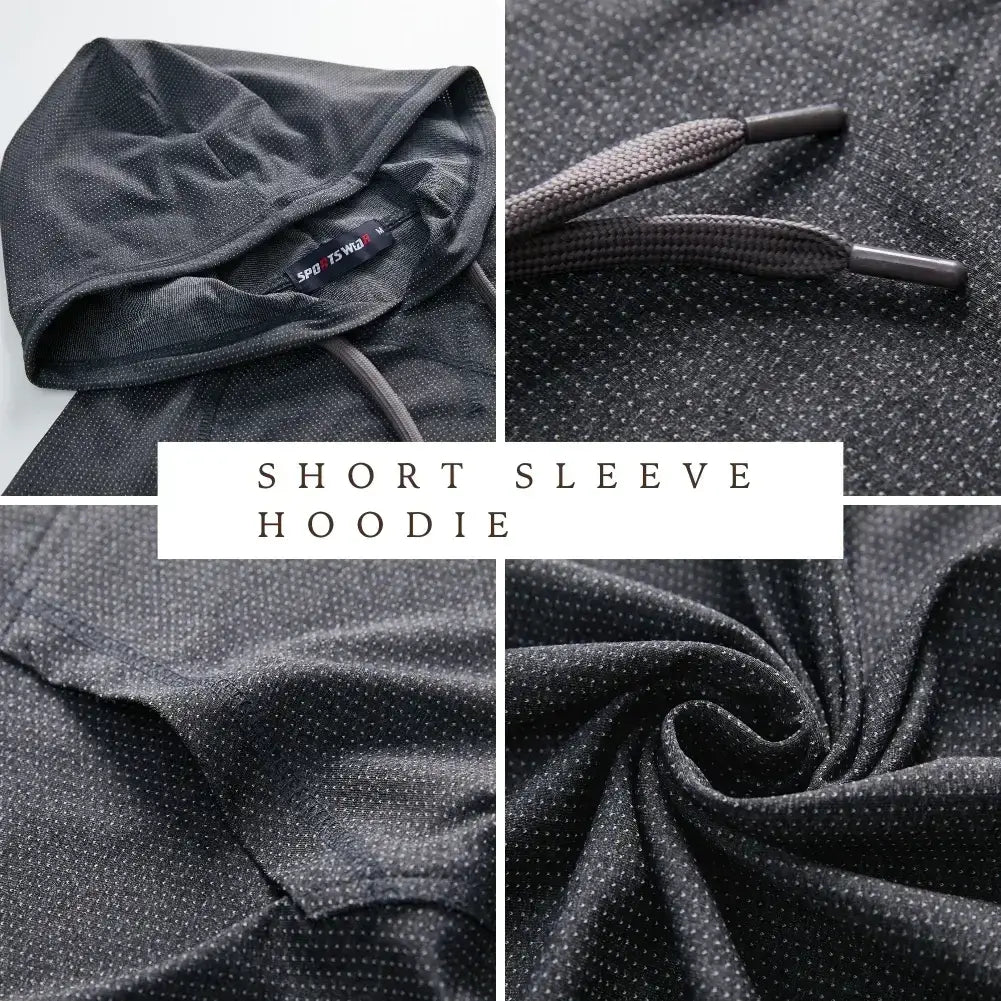 3 Pack Men's Performance Short Sleeve Hoodie - Moisture Wicking Athletic Shirts for Gym, Running & Outdoor Activities