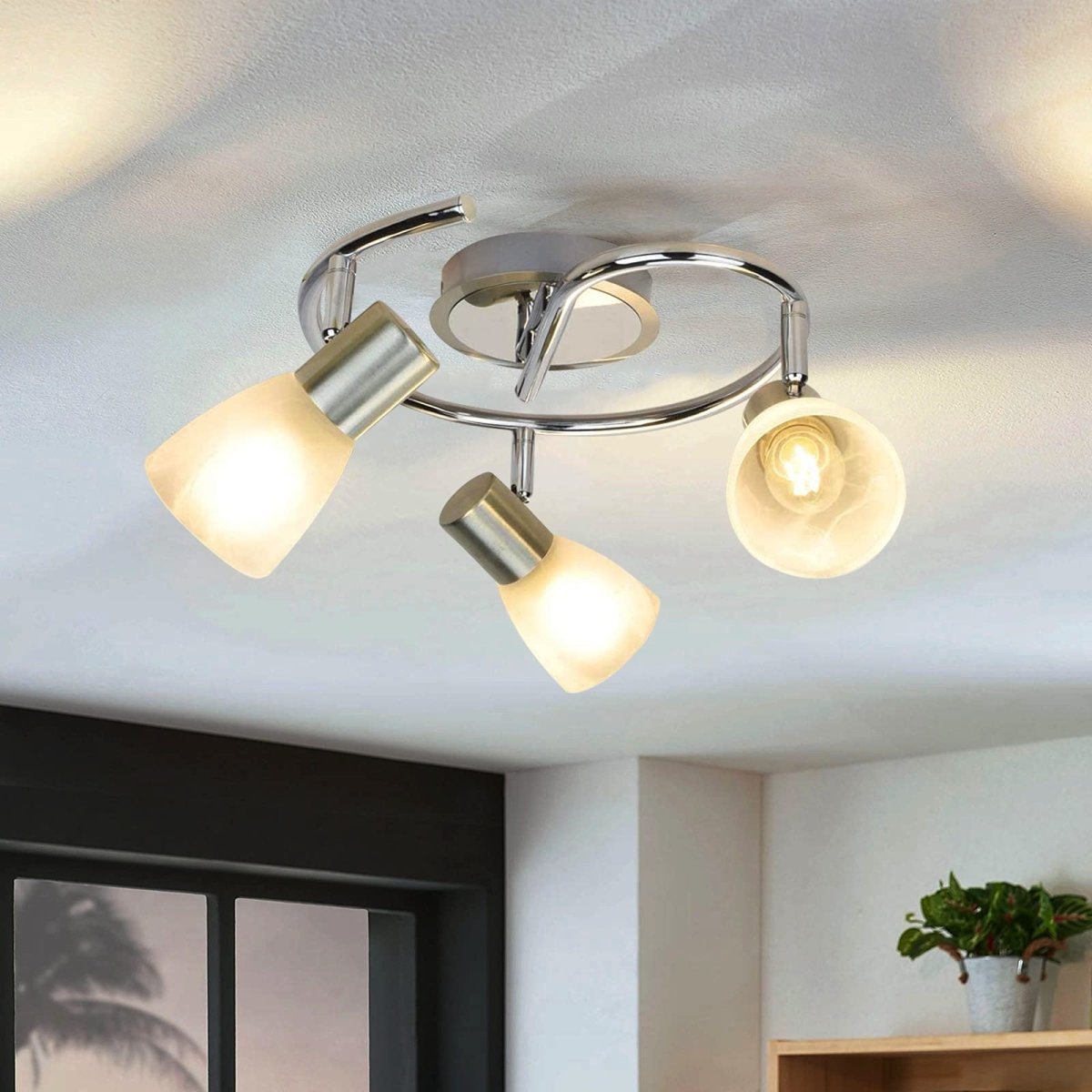 DLLT Modern LED Track Lighting Fixtures - 3-Light Adjustable Round Ceiling Track Light System with Directional Spotlights for Kitchen, Office, Bedroom, Picture Wall & Hallway | Energy-Efficient Indoor Lighting for Home & Commercial Spaces