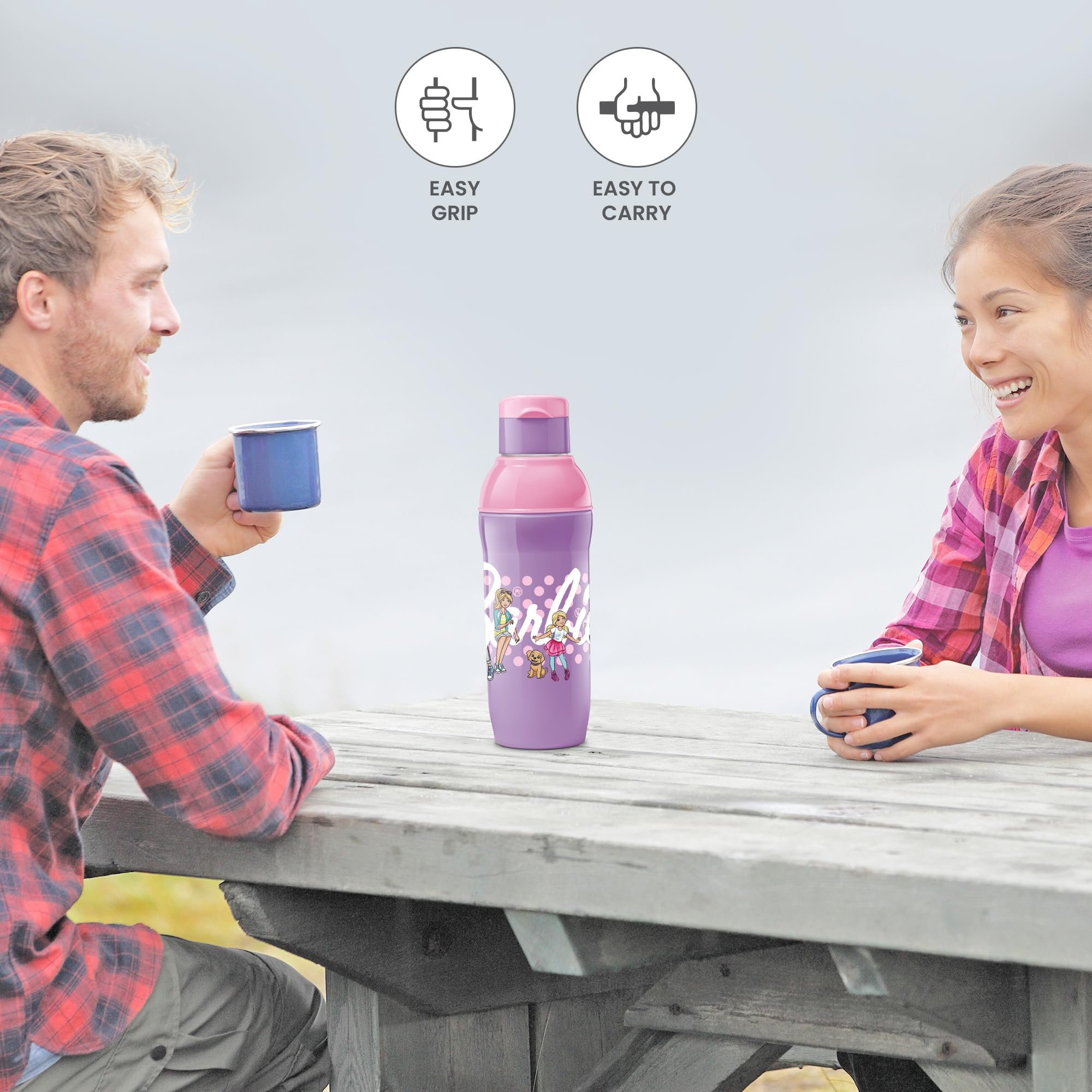 MILTON Steel Barbie 600 Insulated Stainless Steel Kids Water Bottle 520ml - Pink & Purple | Thermal Insulation for Hot & Cold Drinks | Leak Proof & Portable Design | Perfect for School, Outdoor Activities & Travel
