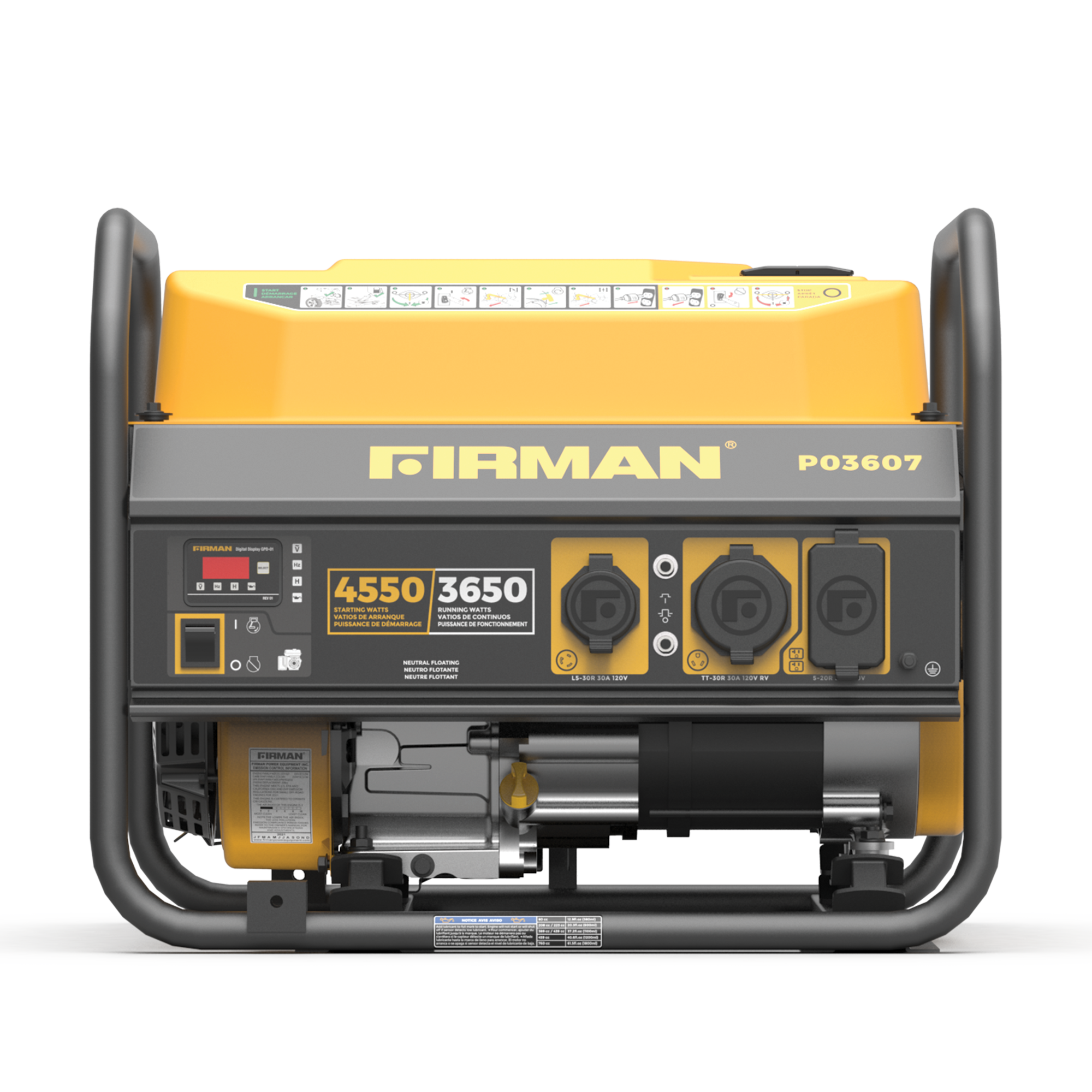 4550W Portable Gas Generator with Recoil Start - Reliable Power for Camping, Emergencies & Outdoor Activities