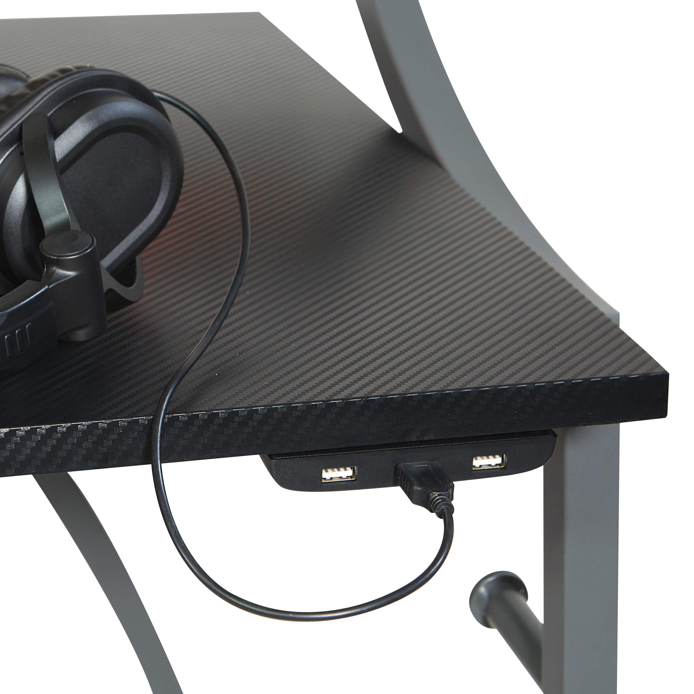 OSP Alpha Battlestation Gaming Desk - Ergonomic Computer Desk for PC & Console Gamers - Black Home Office Furniture for Streaming & Esports Setup