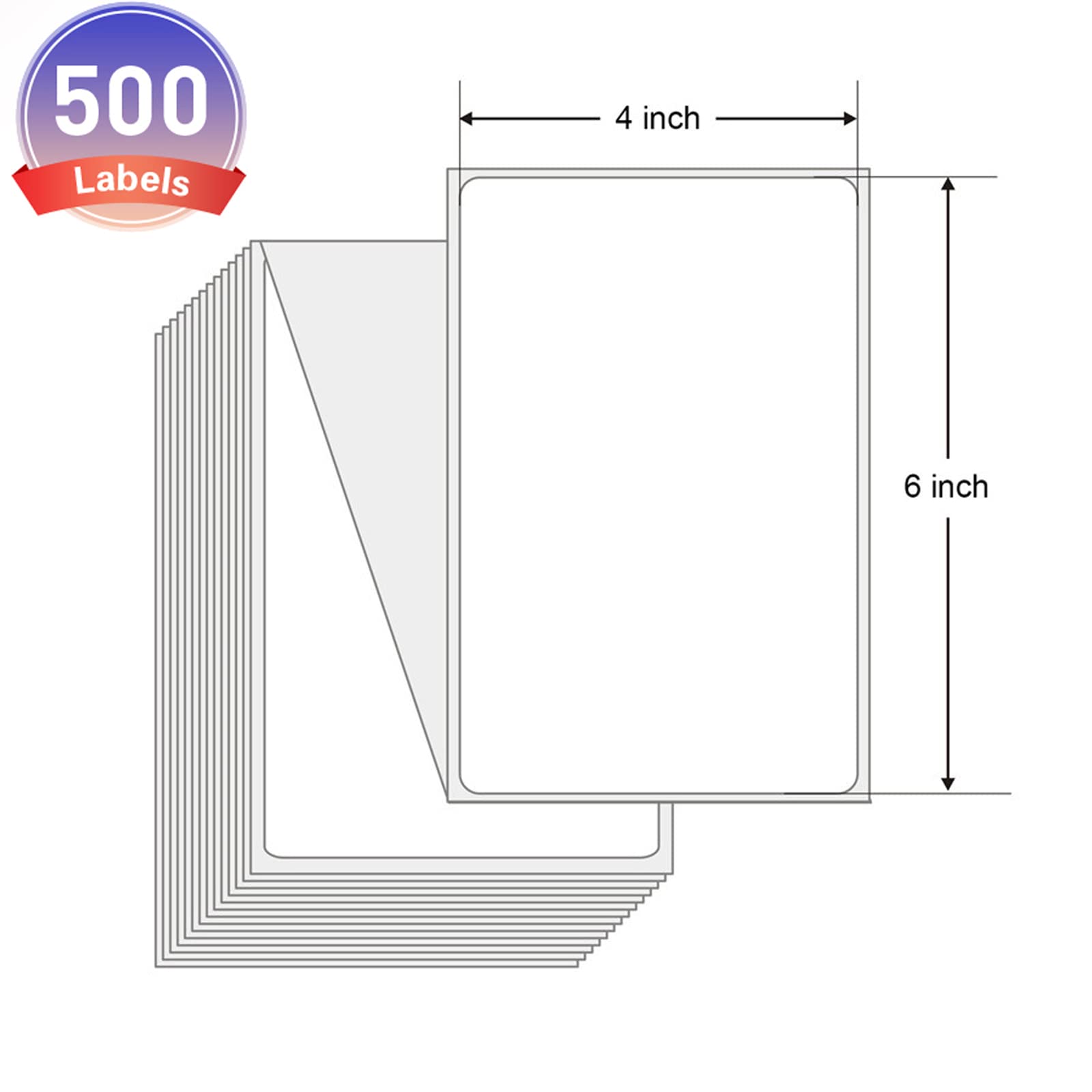 4x6 Direct Thermal Shipping Labels - 500 Fanfold Perforated Labels for Zebra, Rollo, MUNBYN & iDRPT Printers | MPRT Compatible Thermal Stickers for E-commerce, Logistics & Package Shipping