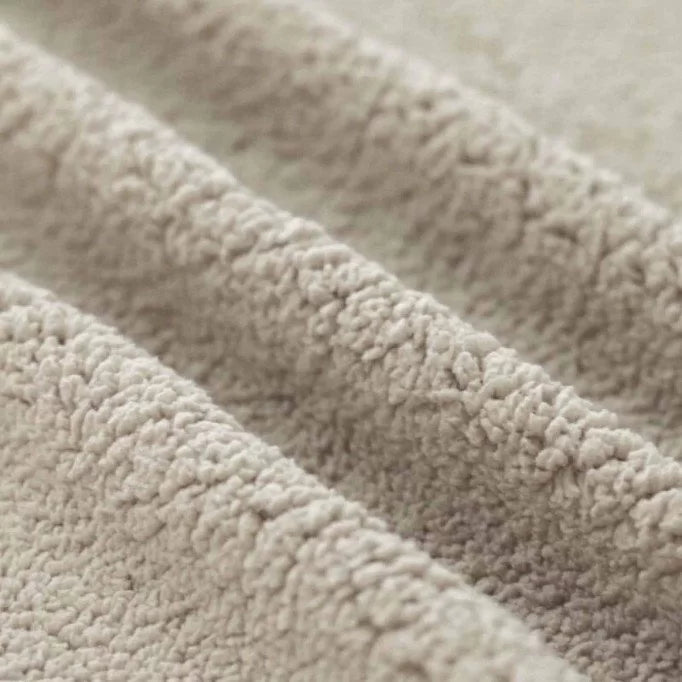 Soft Curly Teddy Sherpa Fleece Blanket - Light Beige | Cozy Winter Throw for Sofa, Bed & Home Decor