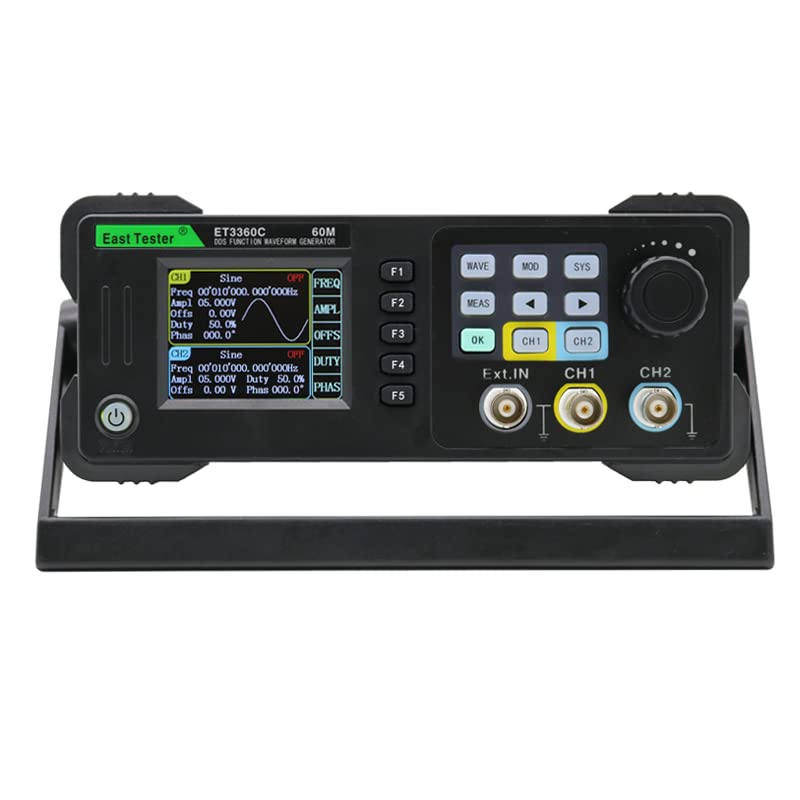 East Tester DDS Function Generator ET3340C - Dual Channel Arbitrary Waveform Generator with 40Hz Frequency, AM/FM/FSK Modulation & Sweep Function (Gray) - Perfect for Electronics Labs, Signal Testing & Engineering Education