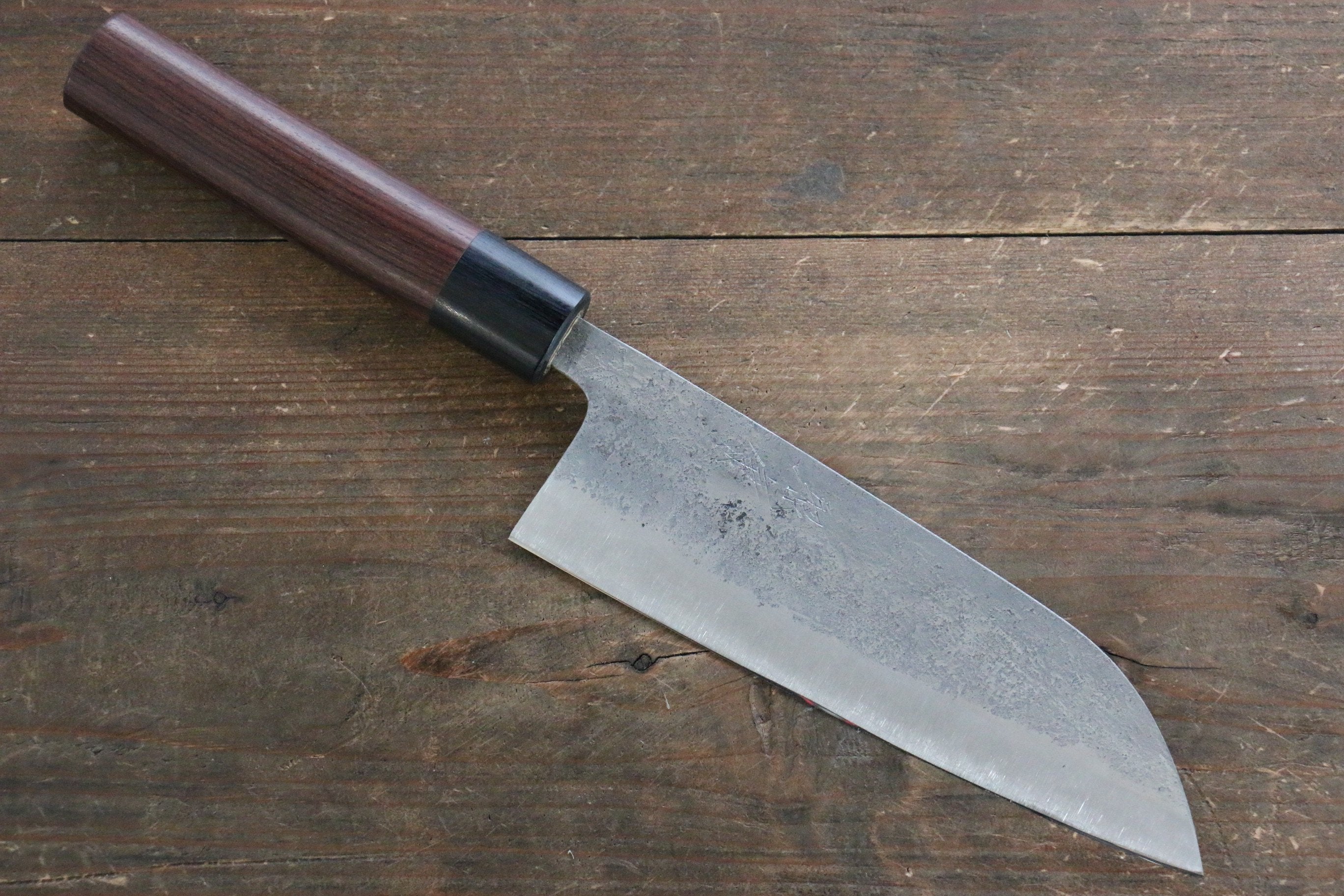Premium Fujiwara Teruyasu White Steel No.1 Nashiji Santoku Knife 165mm - Japanese Chef Knife with Exquisite Shitan Handle - Perfect for Slicing, Dicing & Chopping Vegetables, Meat & Fish