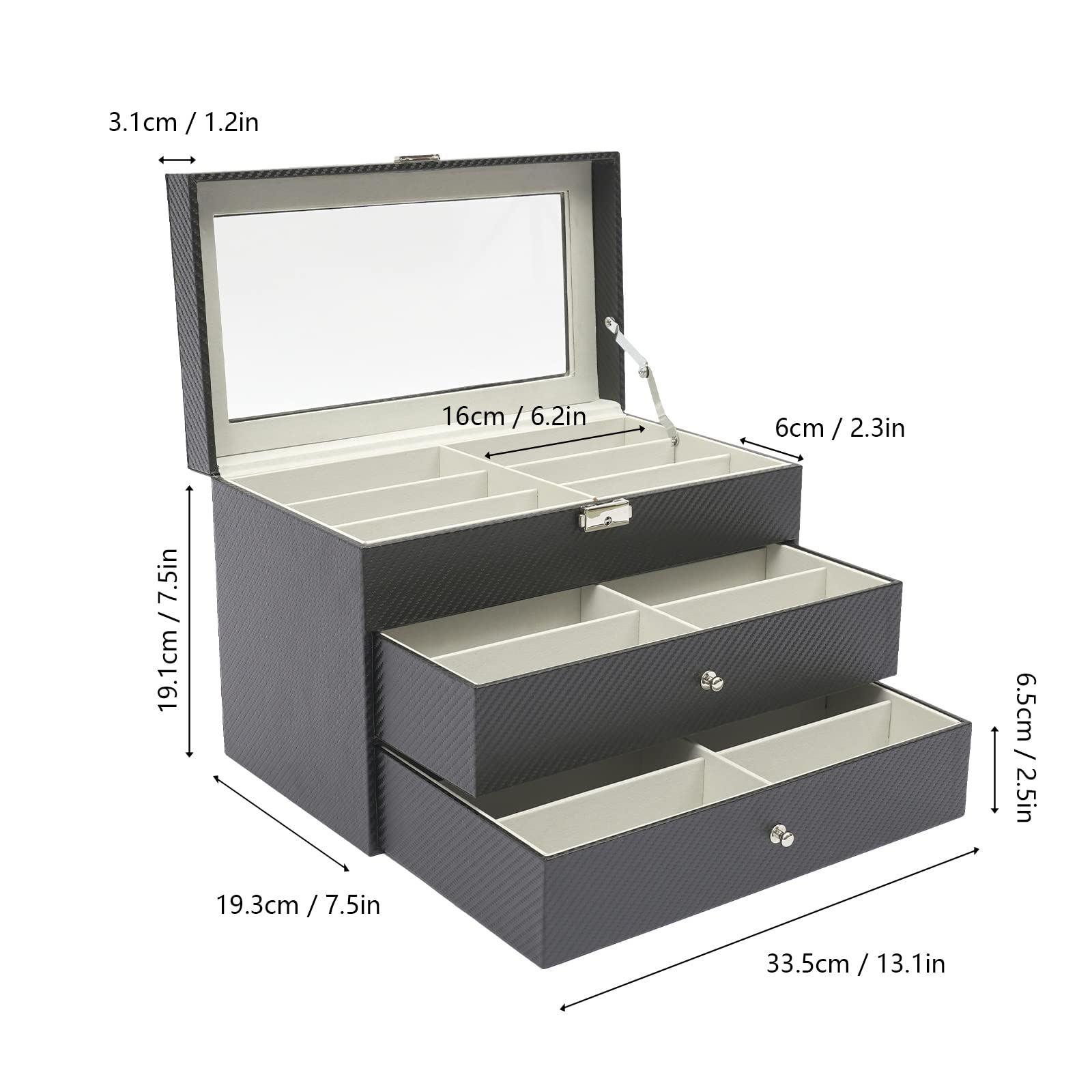 DNYSYSJ 18 Grids Sunglasses Storage Box - Eyewear Display Case with Lock - Perfect for Retail Stores, Home Organization & Travel Accessories