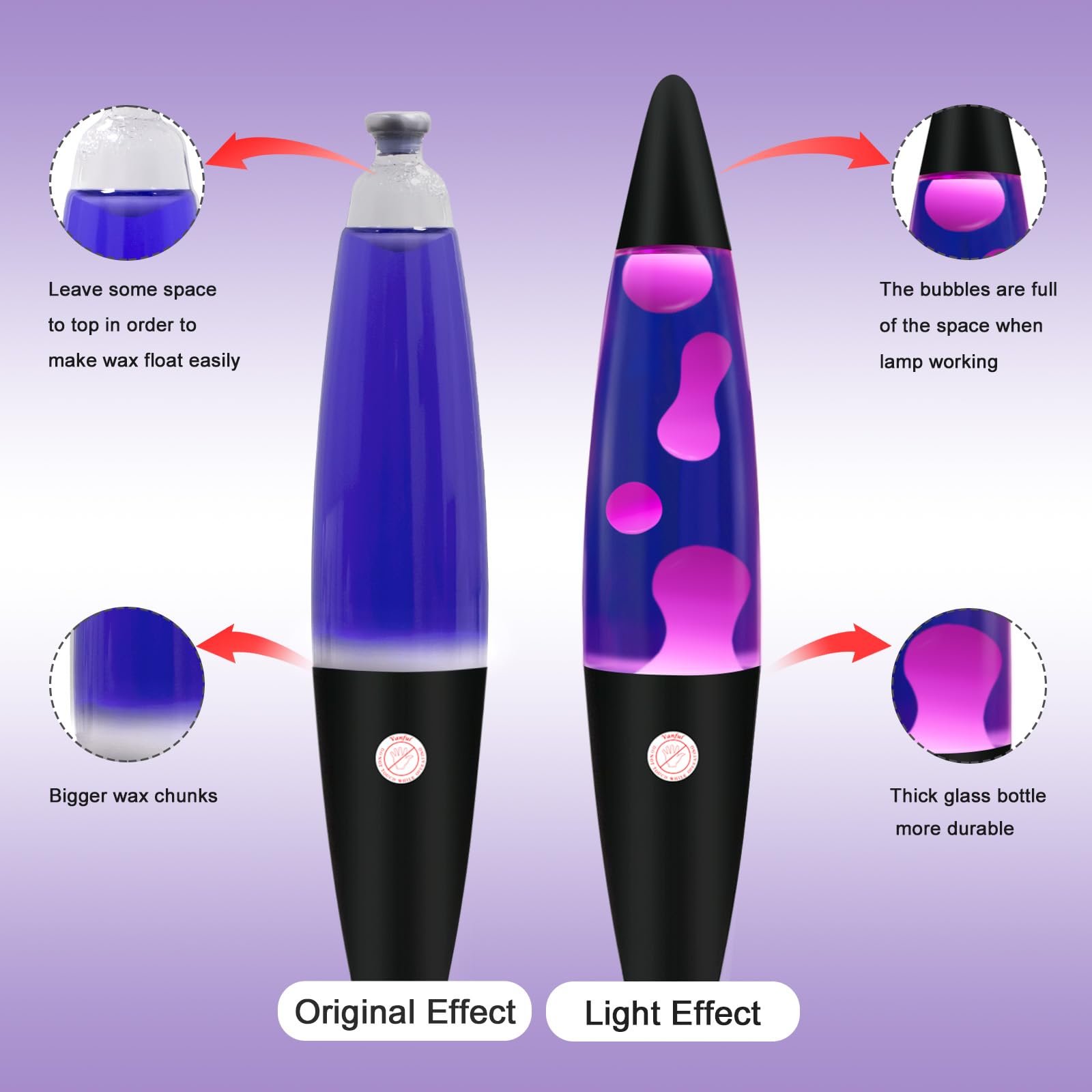 16 Inch Purple Lava Lamp with White Wax & Black Base - Soothing Liquid Motion Night Light for Home, Bedroom, Living Room - Relaxing Mood Light for Adults & Kids (Great for Stress Relief, Meditation & Decor)