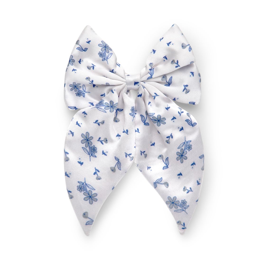 Floral Hair Bow Clip for Women & Girls - Comfortable Anti-Hair Breakage Hair Accessory | Stylish Gift for Birthday, Wedding & Party | Pack of 1 White Ribbon Bow for Everyday Wear & Special Occasions