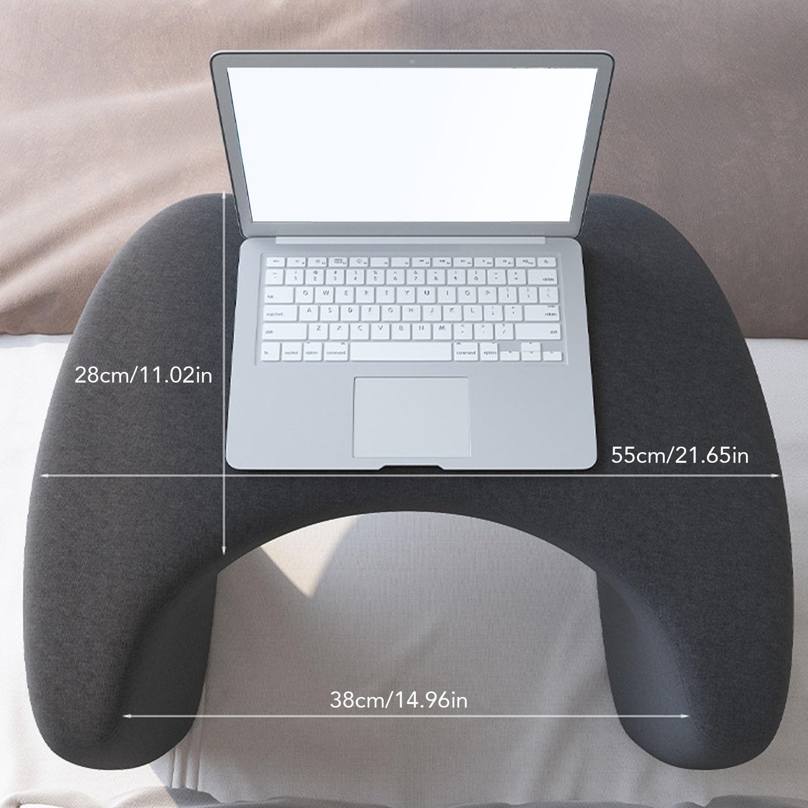 Memory Foam Laptop Lap Desk Pillow with Side Pockets - Portable Workstation for Gaming, Reading & Working - Soft Arm Rest Cushion for Bed, Couch & Floor Use (Home Office, Dorm Room, Travel)