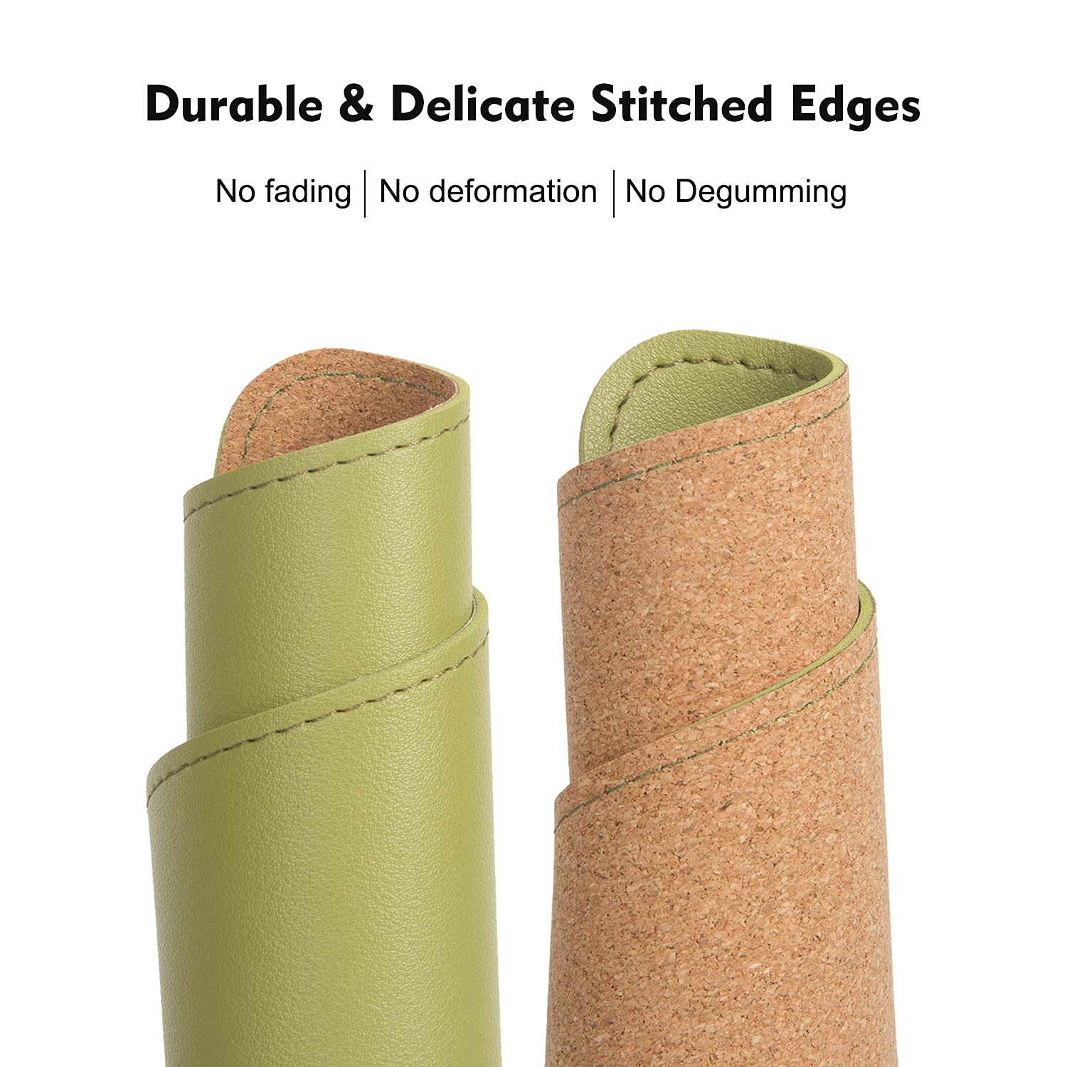 Premium Leather & Wood Double-Sided Mouse Pad with Stitched Edges - Non-Slip Desk Mat for Laptop, Office & Home Use - Includes Coaster - 8x11 Inch (Olive Green) - Perfect for Workstations, Gaming Setups & Ergonomic Workspaces