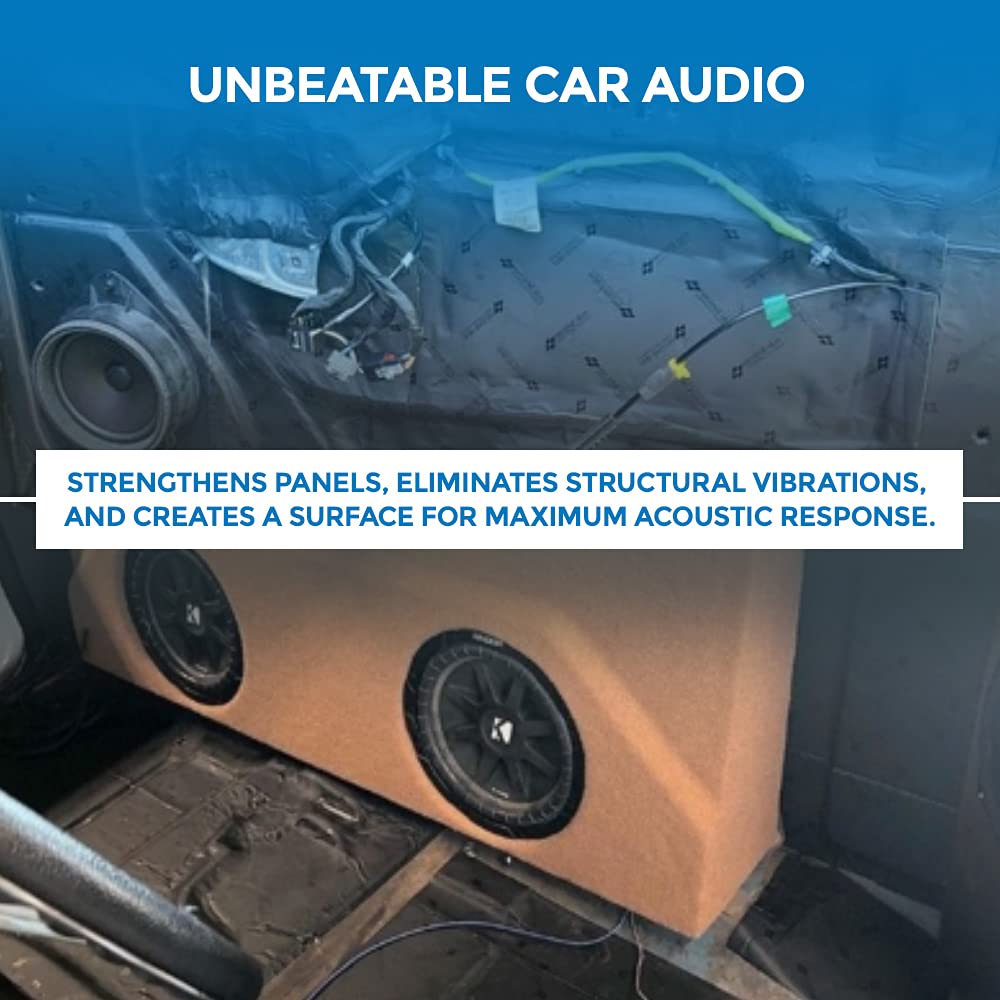 Premium Second Skin Damplifier Pro Car Sound Deadening Material (2mm) – Butyl Rubber Auto Sound Deadener Mat (30 Sq Ft, 18 Sheets) – Made in USA – Reduce Road Noise & Improve Audio Quality for Cars, Trucks, SUVs