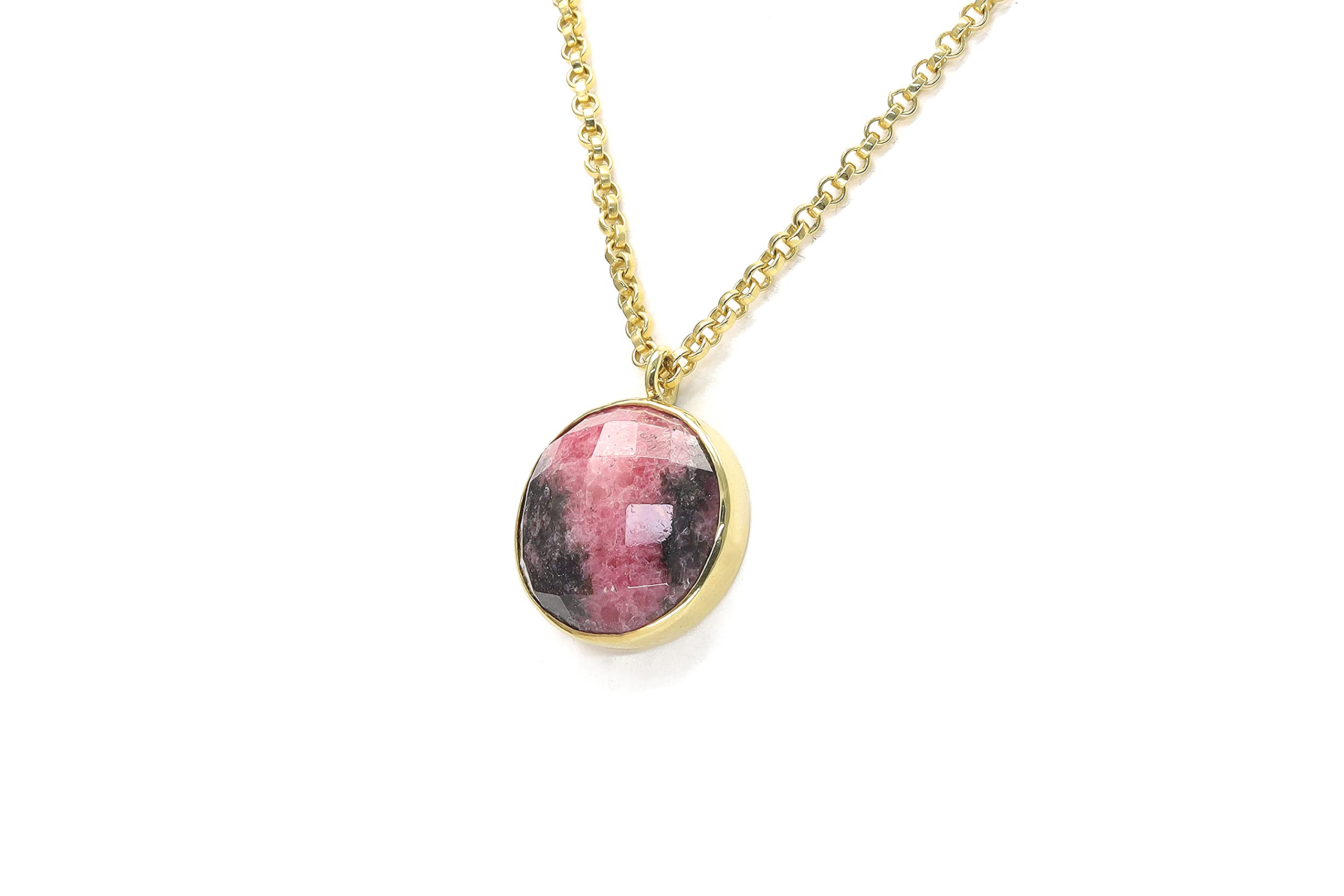 Rhodonite Gemstone Necklace for Women - Handmade Anemone Jewelry with Unique Stone Pendant - Artisan Crafted Gift Box Included | Perfect for Valentine's Day, Anniversary & Special Occasions