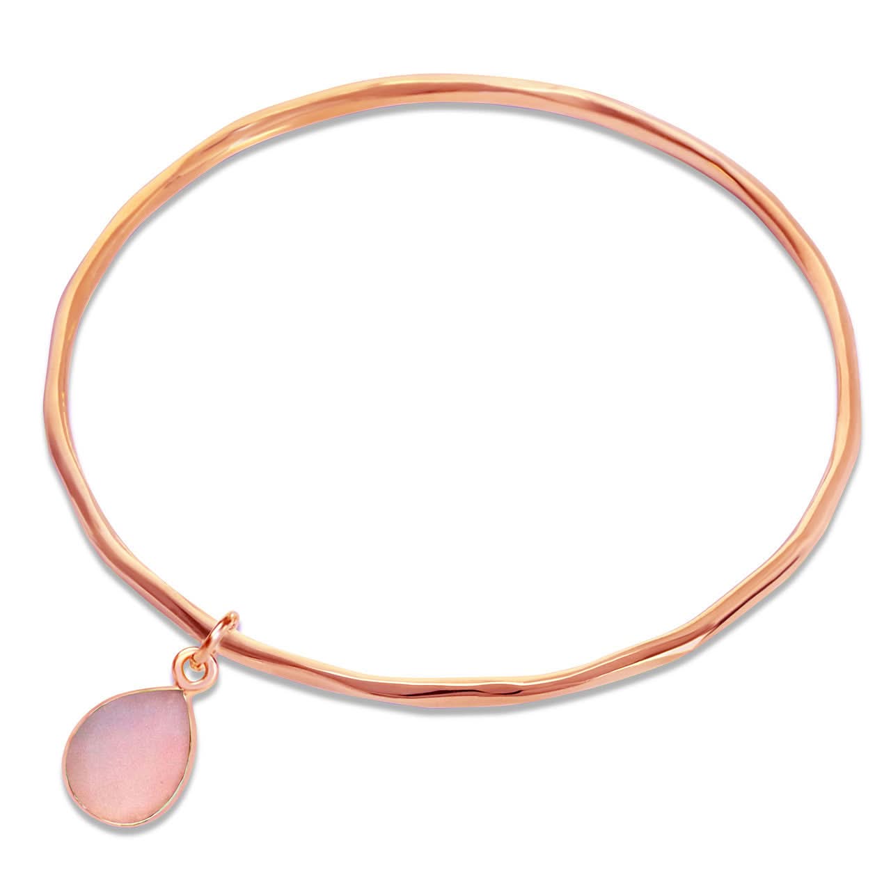 Pink Opal Charm Bangle Bracelet in Rose Gold | October Birthstone Jewelry for Women | Perfect Gift for Anniversary, Birthday & Special Occasions