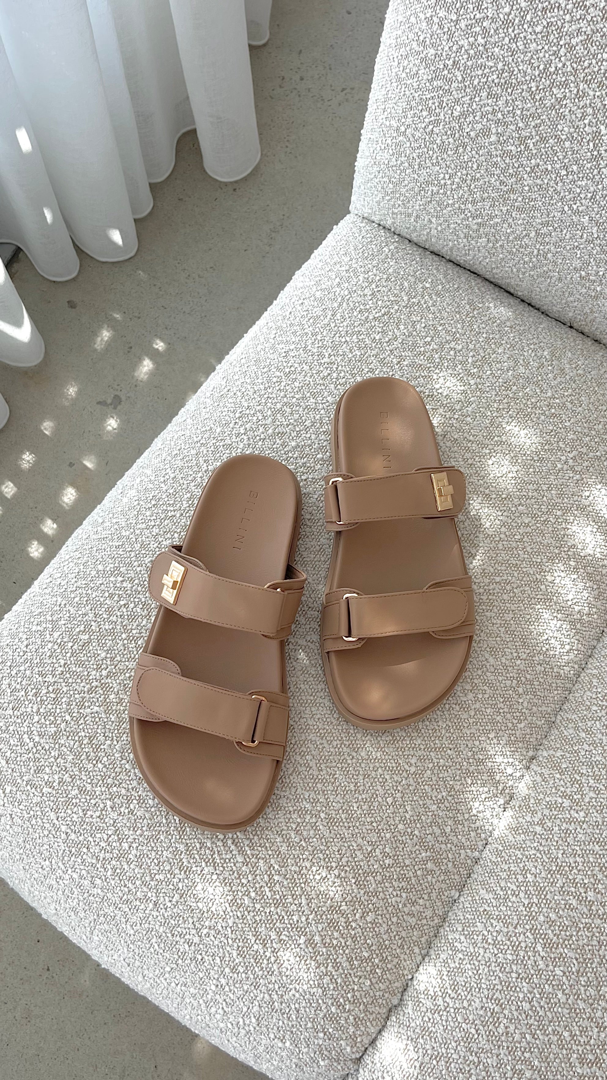 Amylee Women's Casual Slide Sandals - Lightweight & Comfortable Cashew Color for Summer Beach, Pool, and Home Use