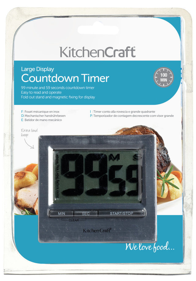 Large Easy Read Digital Kitchen Timer with Loud Alarm - Perfect for Cooking, Baking, Exercise & Classroom Use