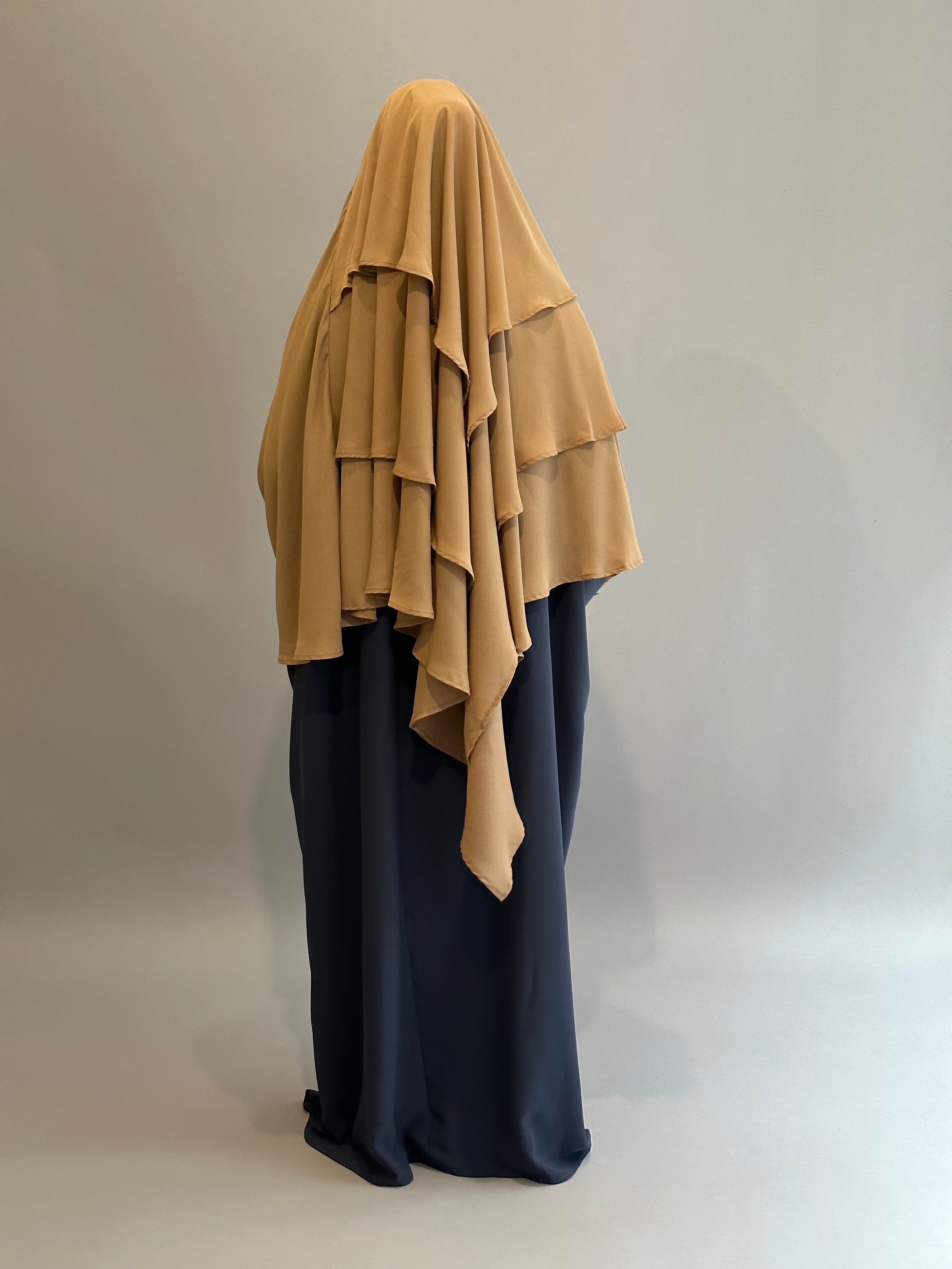 3 Layer Khimar Camel - Modest Islamic Prayer Scarf for Women - Perfect for Daily Wear, Prayer, and Special Occasions