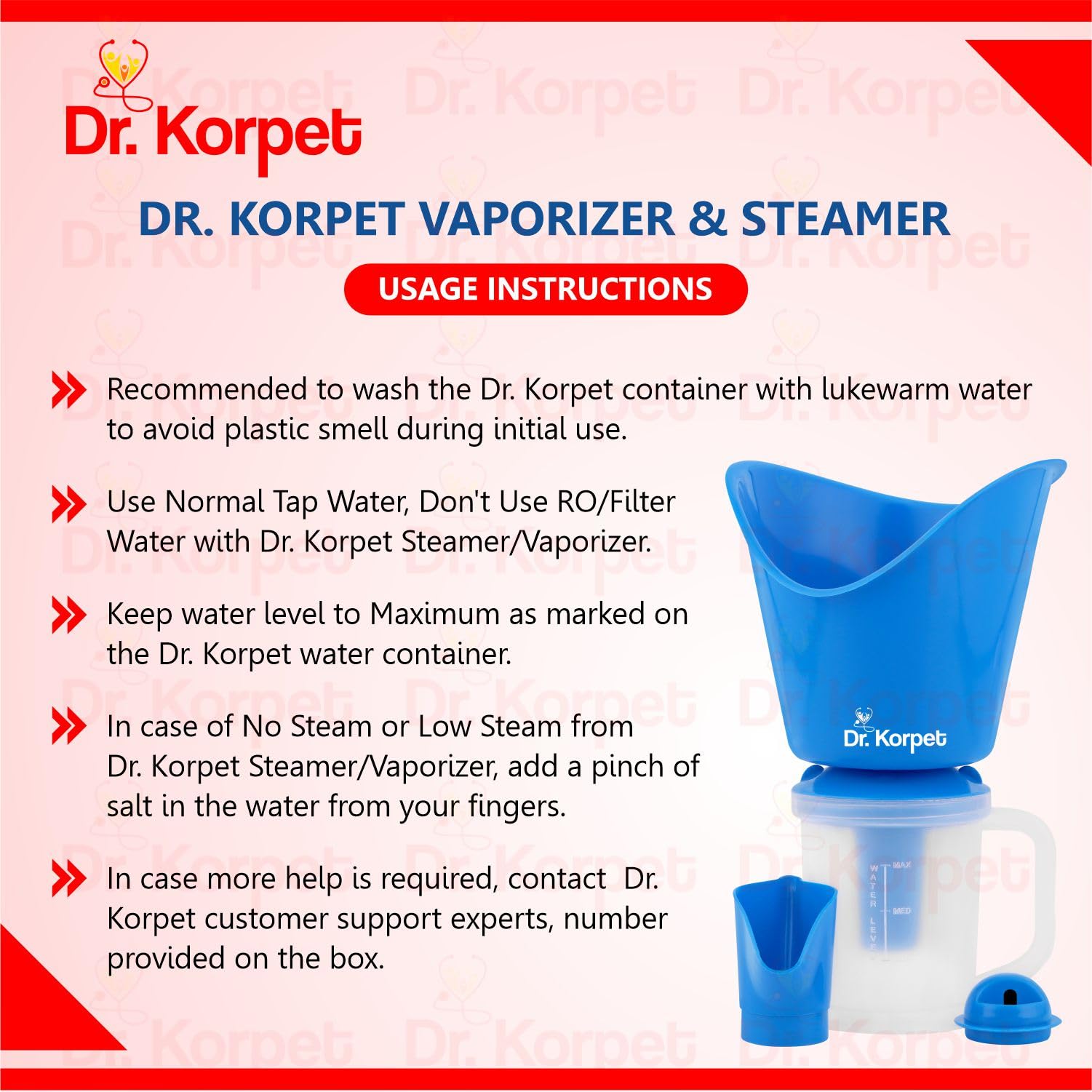 Dr. Korpet Steamer for Cold & Cough Relief - Portable Vaporizer for Adults, Facial Steamer & Steam Inhaler - Soothe Congestion & Hydrate Skin - Perfect for Home & Travel Use (Blue)