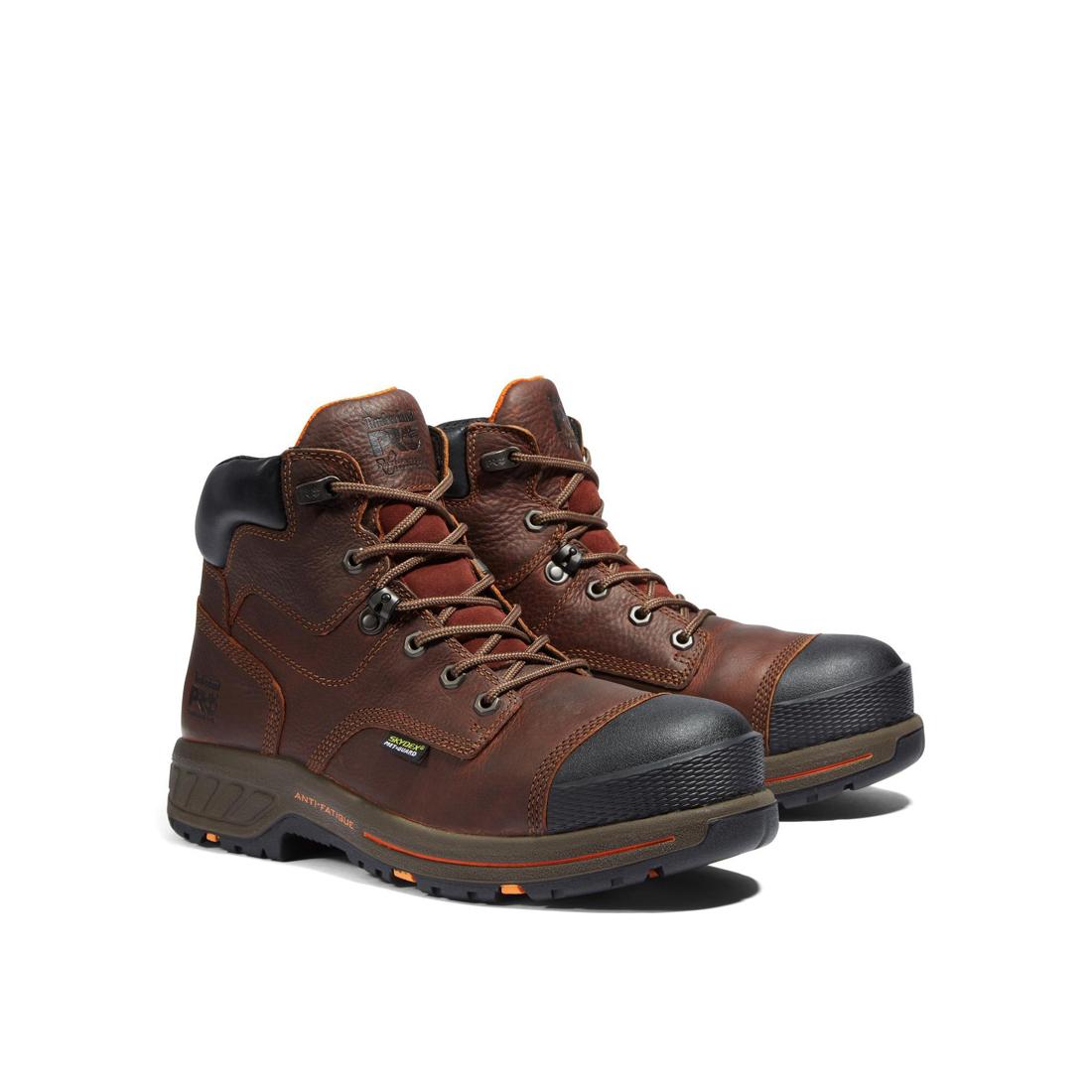 Helix HD 6 Inch Composite Toe Safety Work Boots with Metatarsal Guard - Brown Leather for Construction & Industrial Work