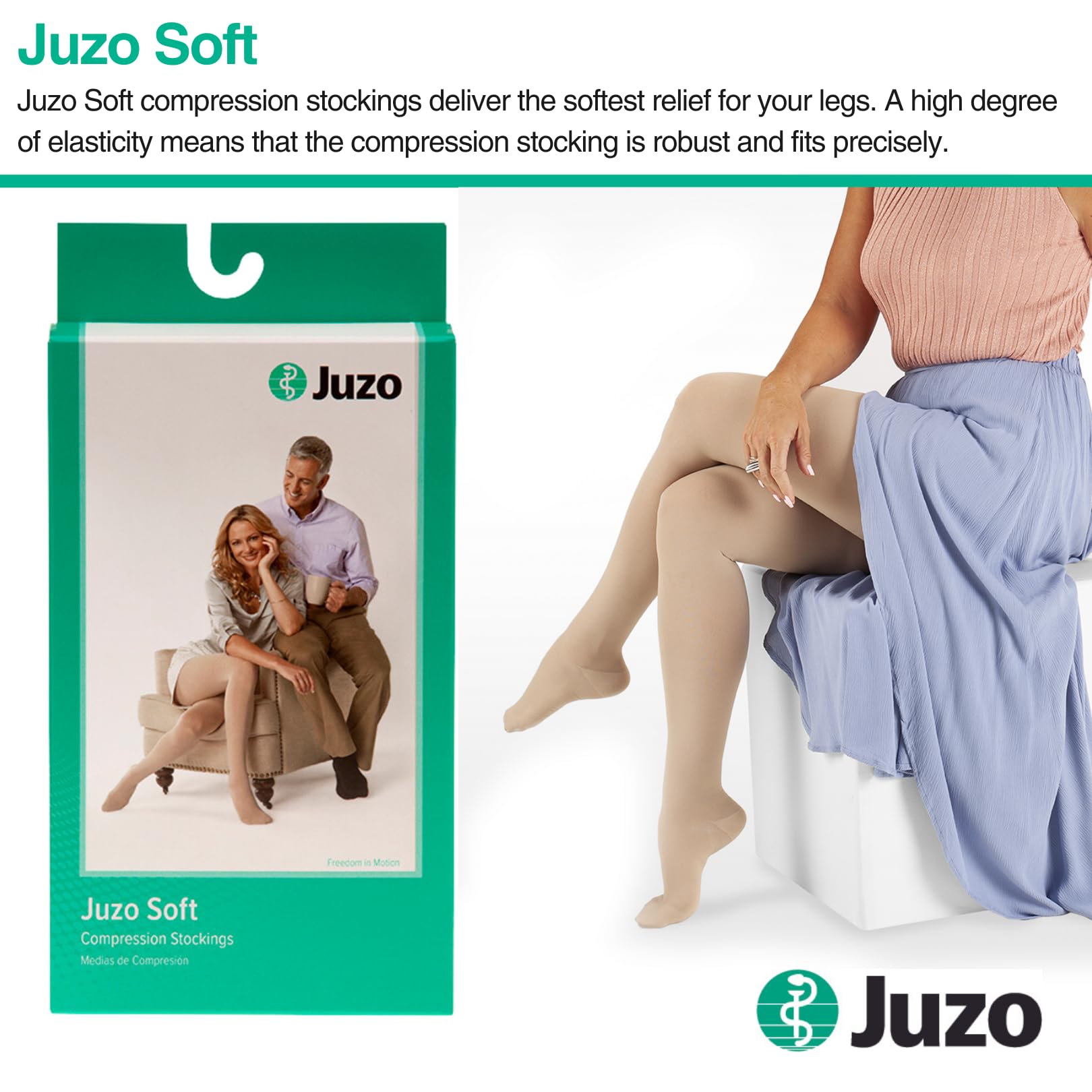 Juzo Soft 30-40 mmHg Thigh High Compression Stockings with Silicone Band - Closed Toe Medical Support Socks for Women & Men - Relief for Varicose Veins, Edema, Orthostatic Hypotension & Post-Surgery Recovery - Perfect for Travel, Work & Daily Comfort