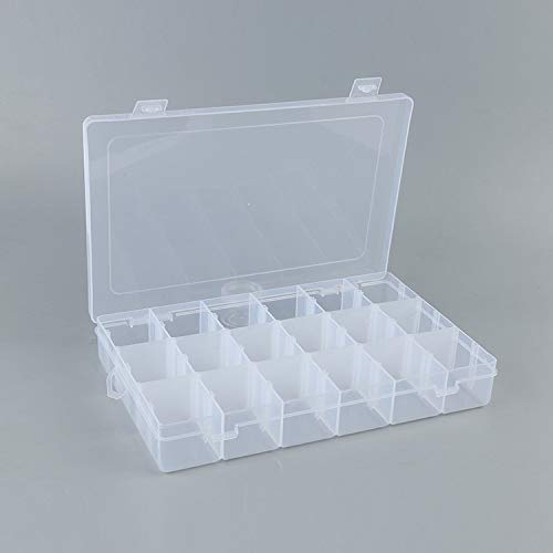 Clear Plastic Organizer Box with 36 Adjustable Dividers | Multi-Compartment Storage Container for Jewelry, Electronics, Fishing Tackle & Tools | Perfect for Home Organization, Craft Supplies & Workshop Storage