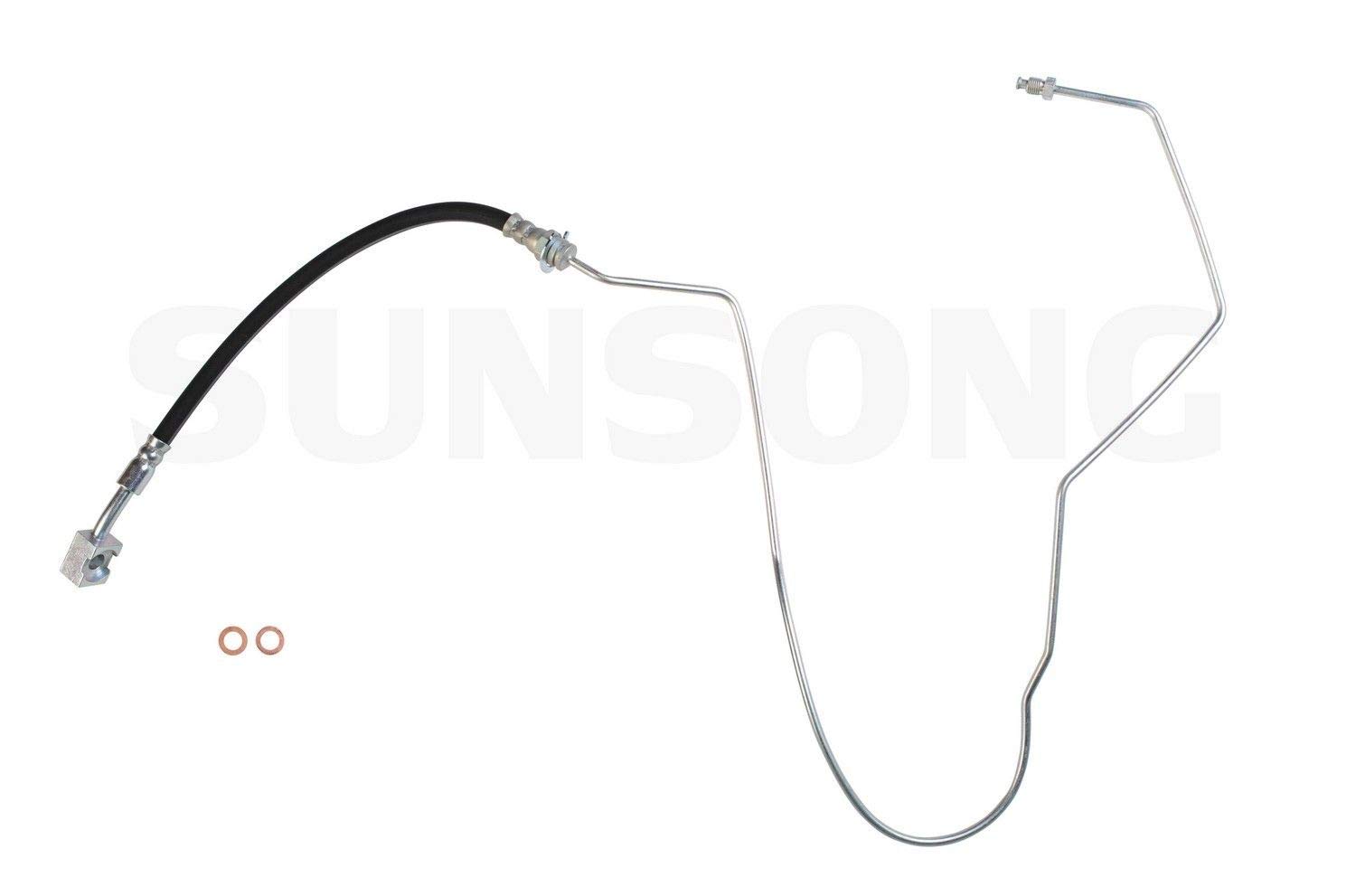 Sunsong 2204288 Brake Hydraulic Hose Replacement - High Performance Brake Line for Cars, Trucks & SUVs - Durable DOT Approved Rubber Hose for Safe Braking - Perfect for Off-Roading, Towing & Daily Commute