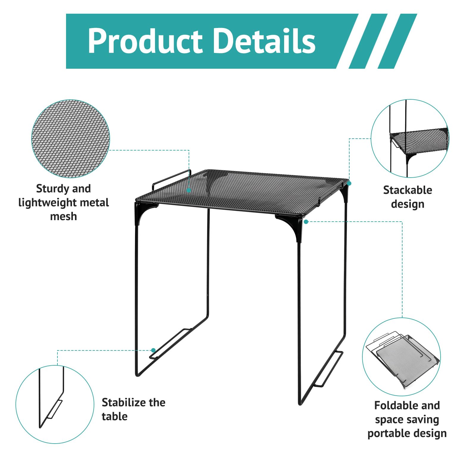 Stackable Locker Organizer Shelf - Extra Storage Shelf for School Lockers, Cabinets & Home Organization (Black) - Perfect for School Supplies, Office Essentials & Home Storage Solutions