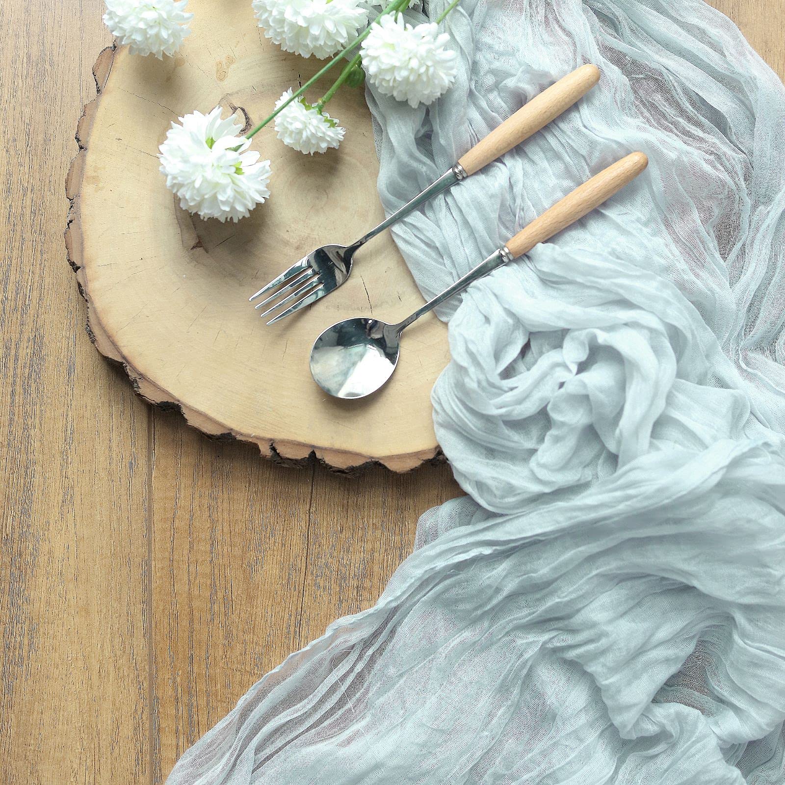 10ft Silver Cheesecloth Table Runner - Semi-Sheer Gauze Fabric for Weddings, Bridal Showers & Rustic Boho Summer Party Decor | Elegant Drapery for Dining Tables, Buffets & Outdoor Events