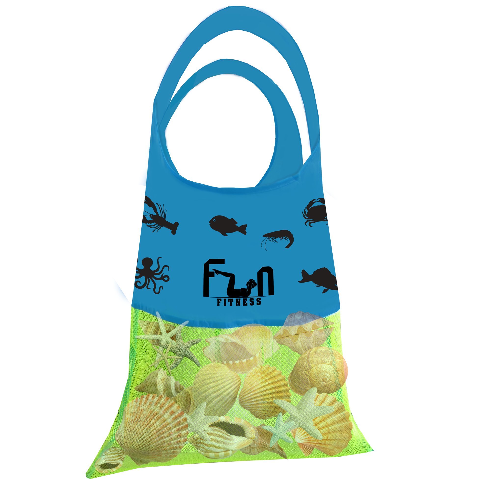 Neon Green Mesh Shell Bag - Large 15''x23'' Sand Toy Net Tote for Kids | Beach Essentials Organizer for Seashells, Pool Towels & Swimsuits | Keeps Sand & Water Out | Perfect with Sand Dipper & Shell Sifter | Great for Beach Trips, Pool Parties & Summer Vacations