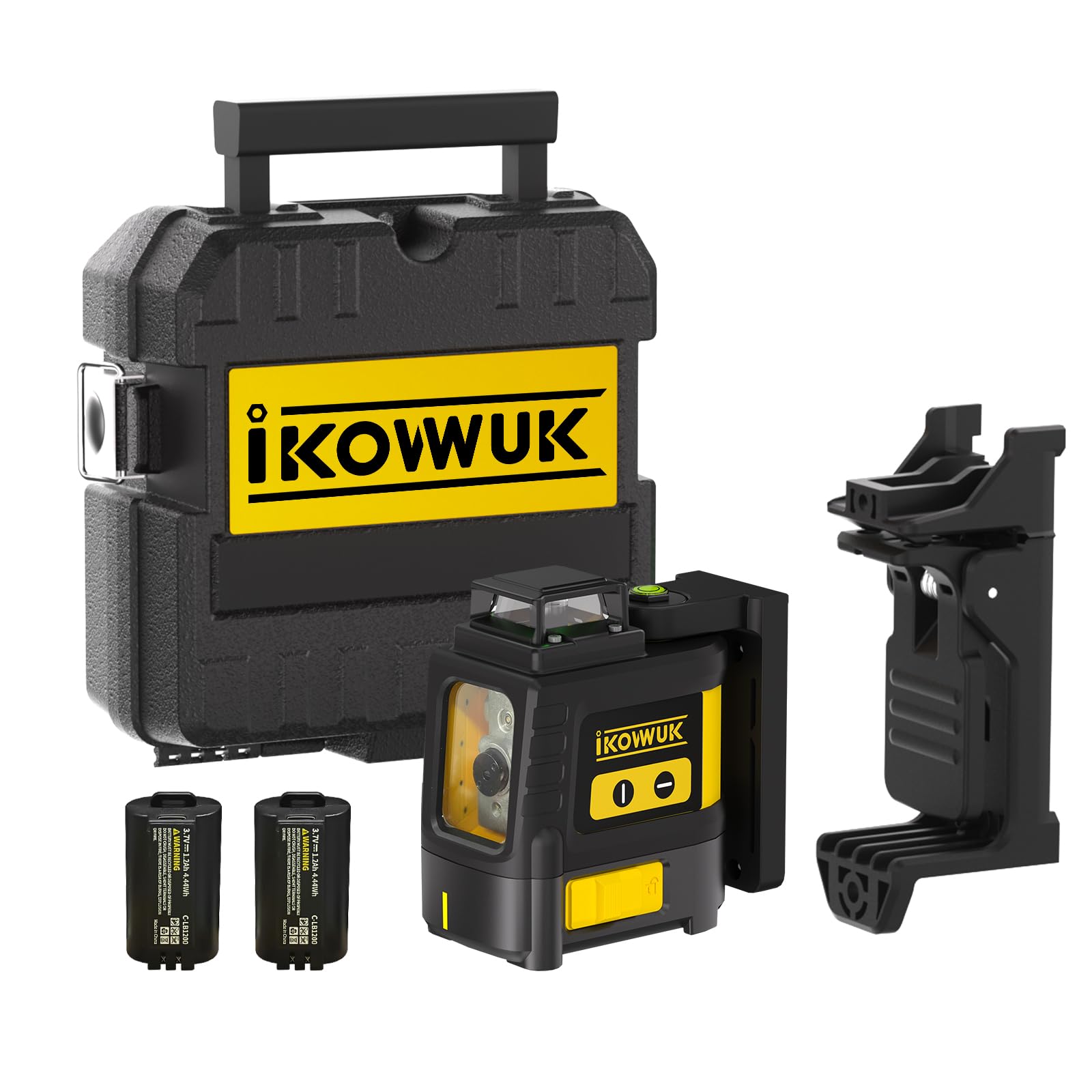 IKOVWUK 360° Self Leveling Laser Level - Green Cross Line Laser for Picture Hanging, Construction & DIY Projects | 180° Magnetic Bracket & Ceiling Mount | 2 x 1200mAh Rechargeable Batteries | Hard Carrying Case | Perfect for Wall Alignment, Tile Installation & Home Renovation