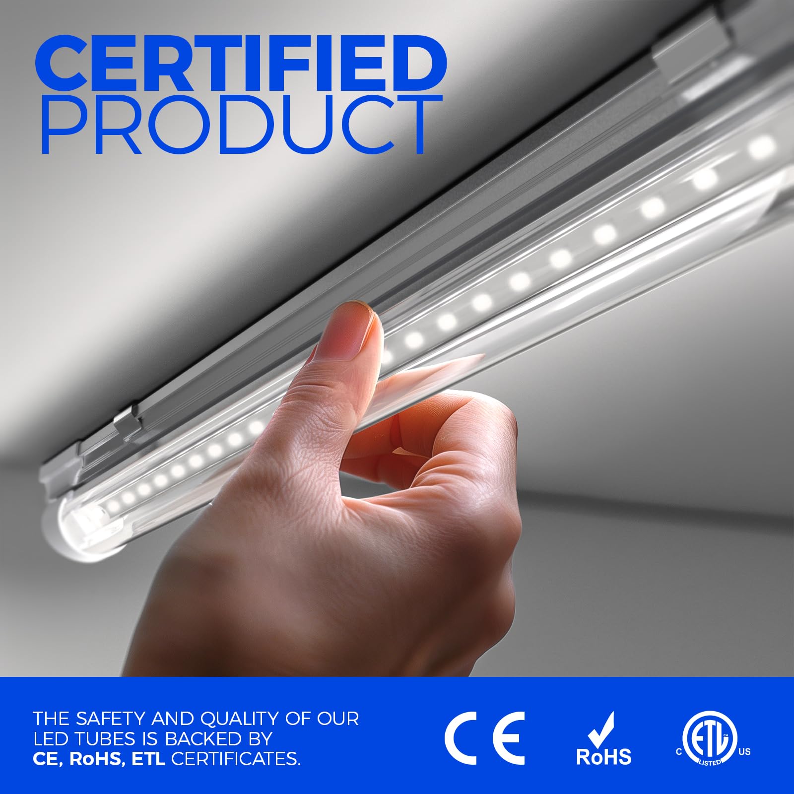 Barrina LED Shop Light - 40W 5500LM 5000K Daylight White - 4FT Integrated V-Shape Fixture - High Output T8 Tube with Clear Cover - Energy Efficient Lighting for Garage, Warehouse & Workshop (Pack of 6) - Perfect for Industrial Spaces, Retail Stores and Home Improvement Projects