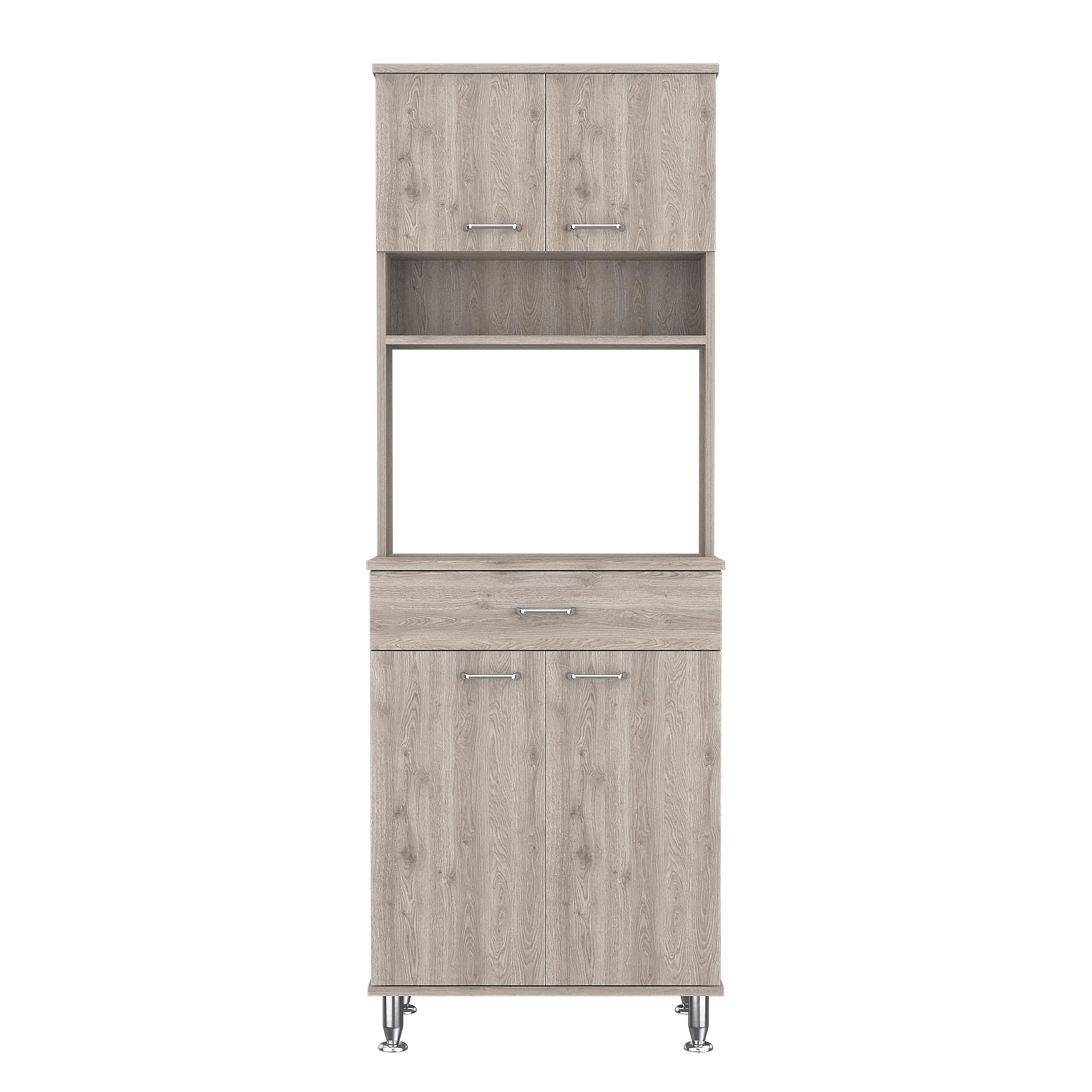 TUHOME Della 60 Inch Kitchen Pantry Cabinet with Countertop - Light Gray Storage Organizer for Spices, Cookware & Small Appliances | Perfect for Modern Kitchens & Pantry Organization