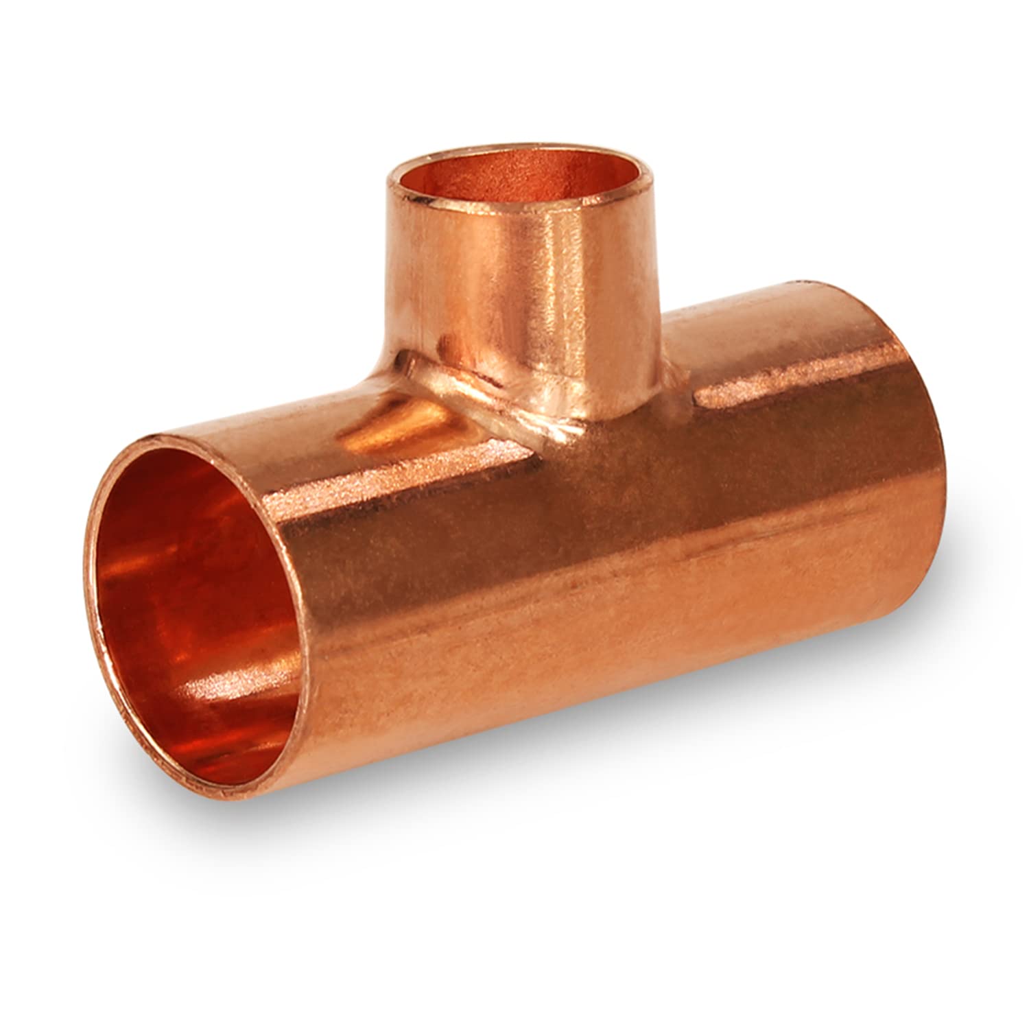 DDSU1549 4x4x1 Copper Reducing Tee Fitting with Solder Cups for HVAC & Plumbing - Perfect for Water Supply Lines, Drainage Systems & Refrigeration Pipes
