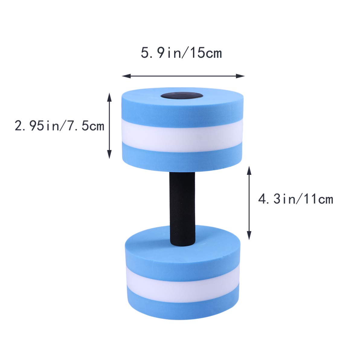 SEWACC 2 Pcs EVA Floating Dumbbells for Aquatic Exercise - Water Weights for Pool Workouts, Swimming Fitness Equipment for Women & Men (Blue) | Perfect for Water Aerobics, Hydrotherapy & Low-Impact Training