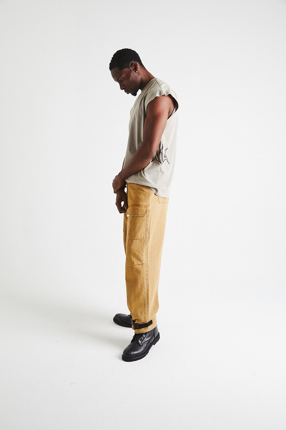 Terry Muscle Tee - Soft & Breathable Sand Western Style T-Shirt for Men | Gym, Workout & Casual Wear